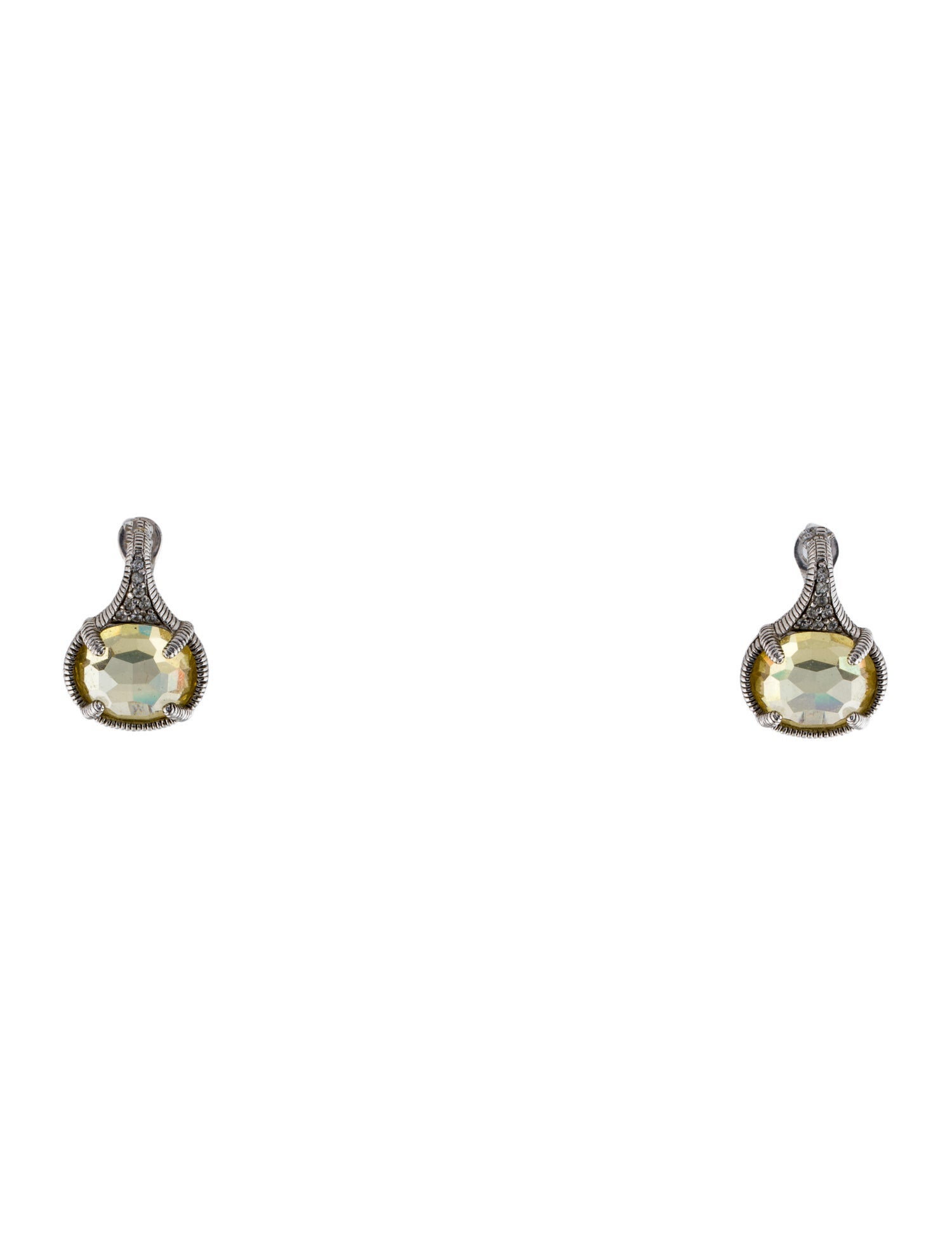 Judith Ripka Sapphire & Canary Crystal Earclips