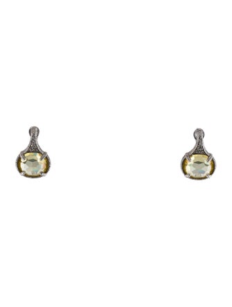 Judith Ripka Sapphire & Canary Crystal Earclips