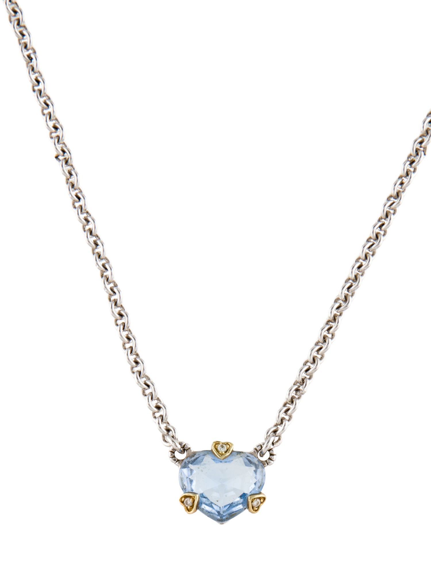 Judith Ripka Synthetic Quartz & Diamond Heart Pendant Necklace