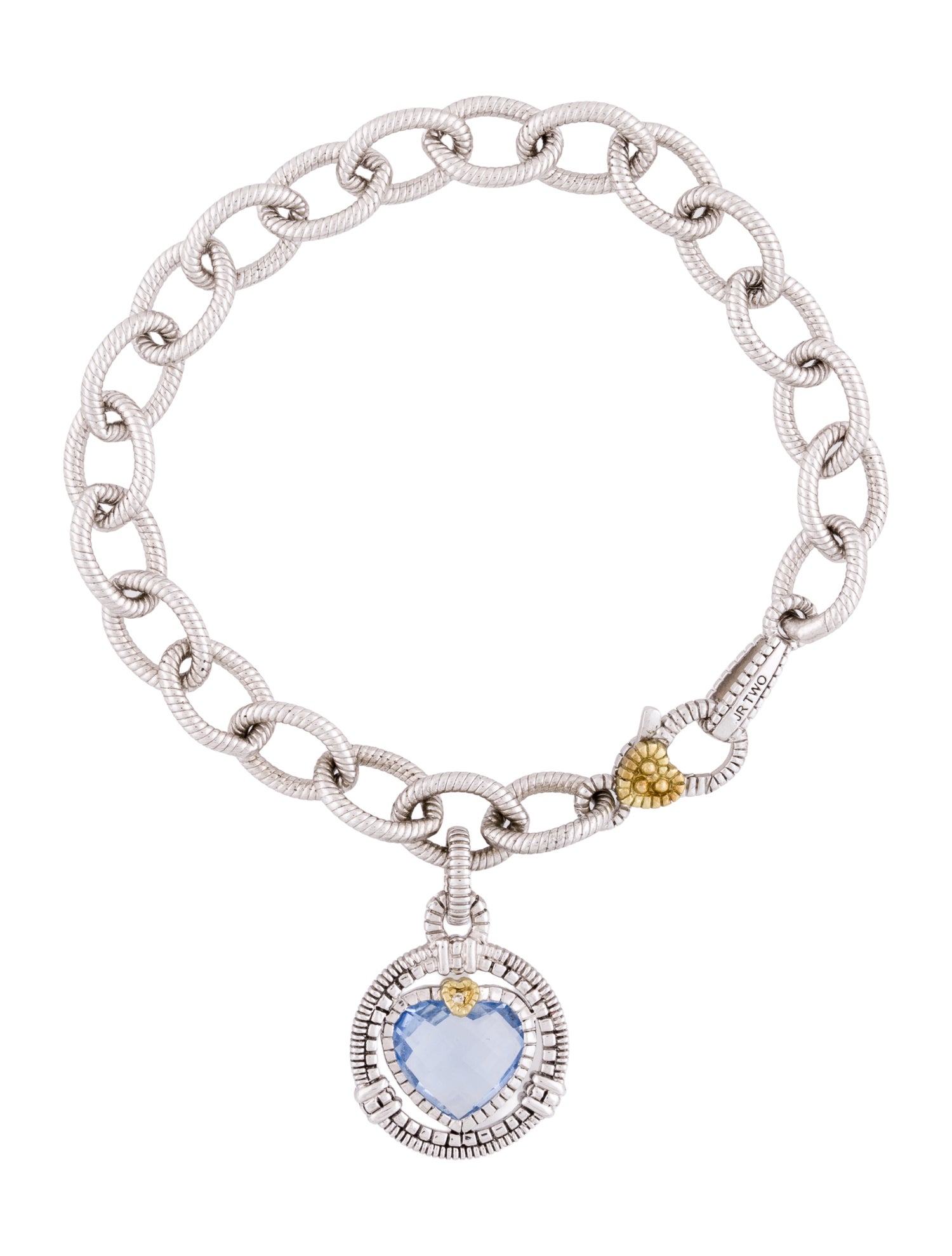 Judith Ripka Synthetic Quartz Heart Charm Chain Bracelet