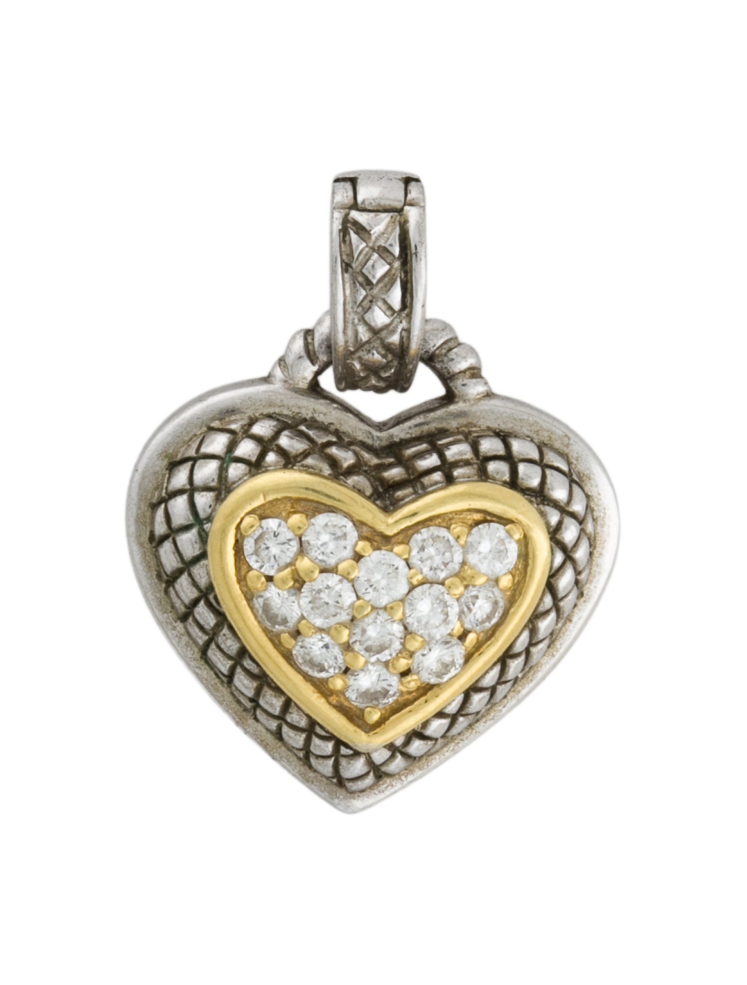 Judith Ripka Two-Tone Diamond Heart Pendant