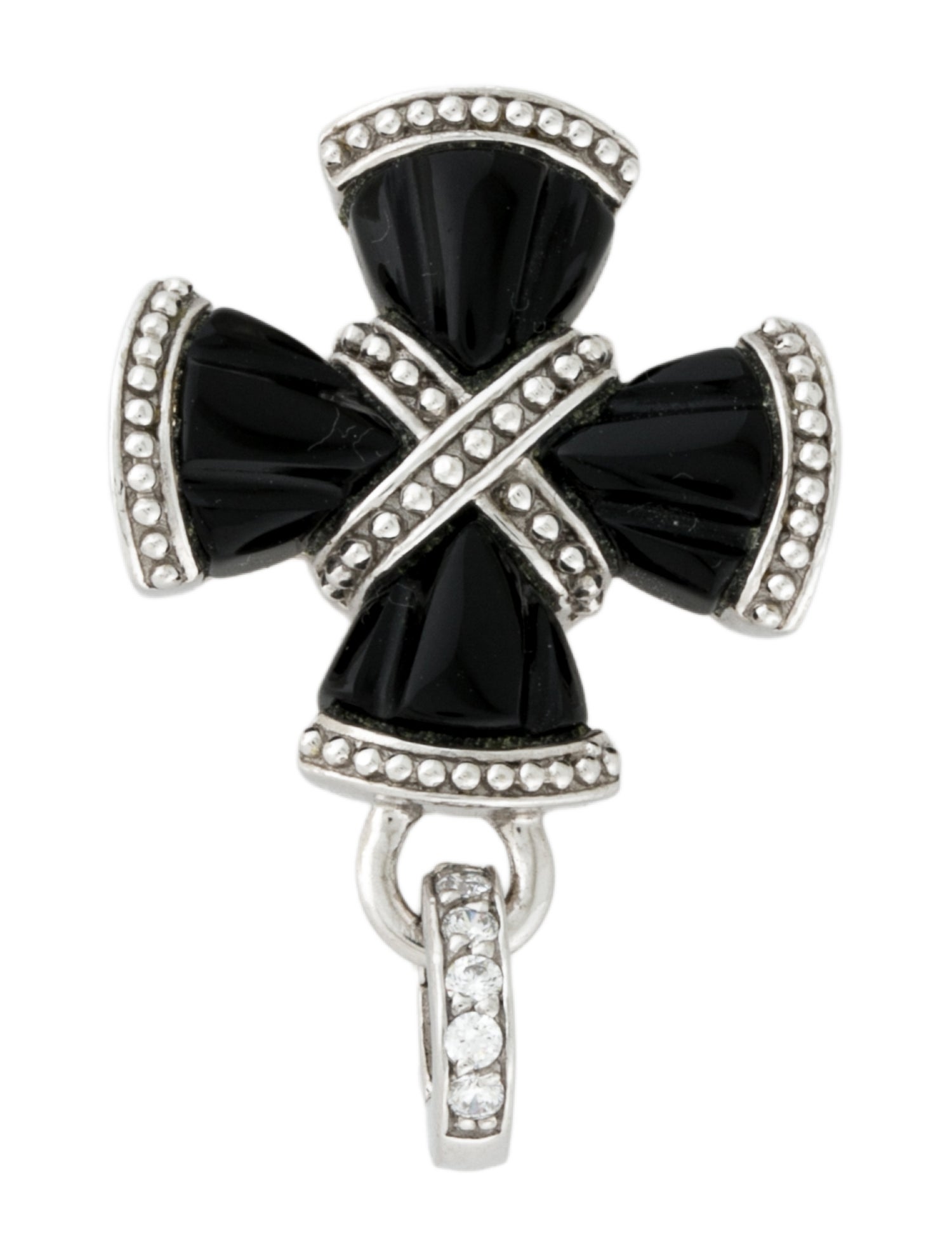 Judith Ripka Onyx & Cubic Zirconia Cross Pendant