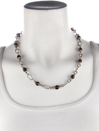 Judith Ripka Smoky Quartz & Citrine Station Necklace