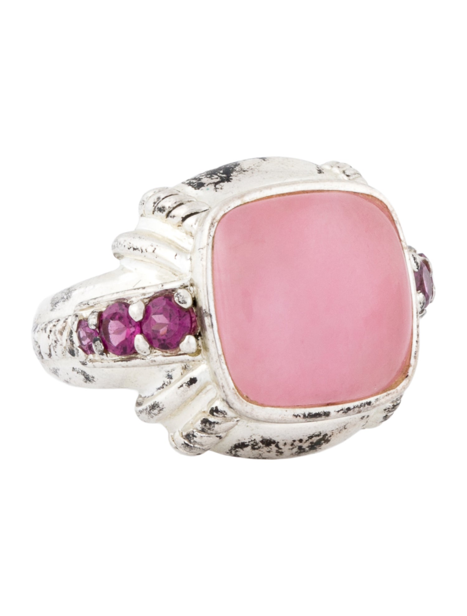 Judith Ripka Dyed Jadeite & Rhodolite Cocktail Ring