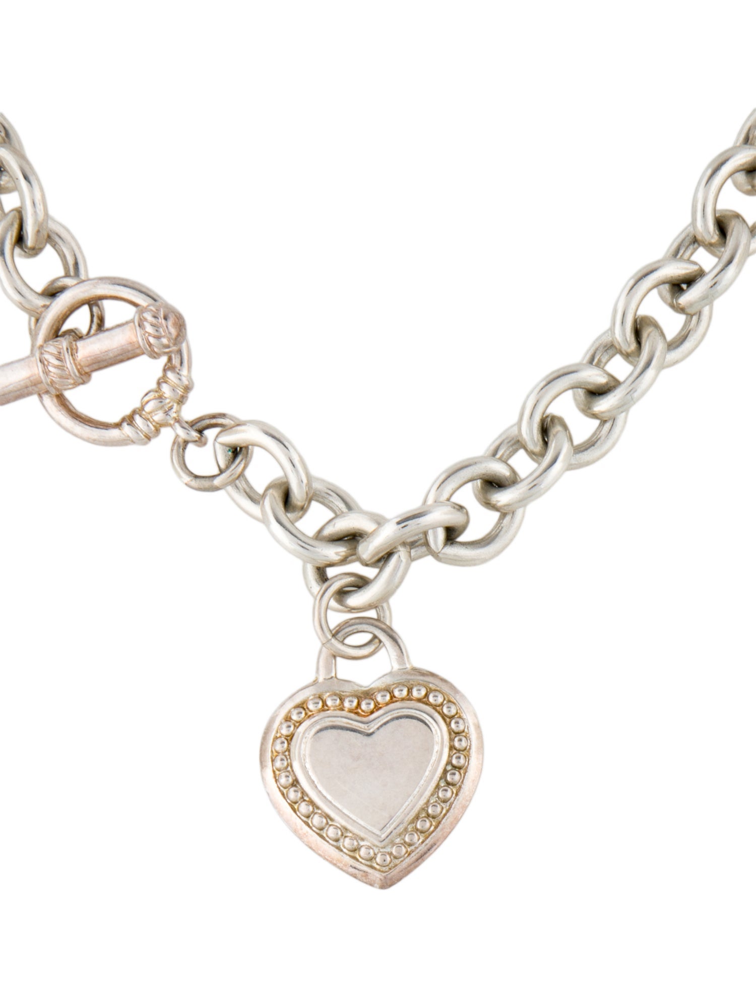 Judith Ripka Heart Tag Toggle Necklace