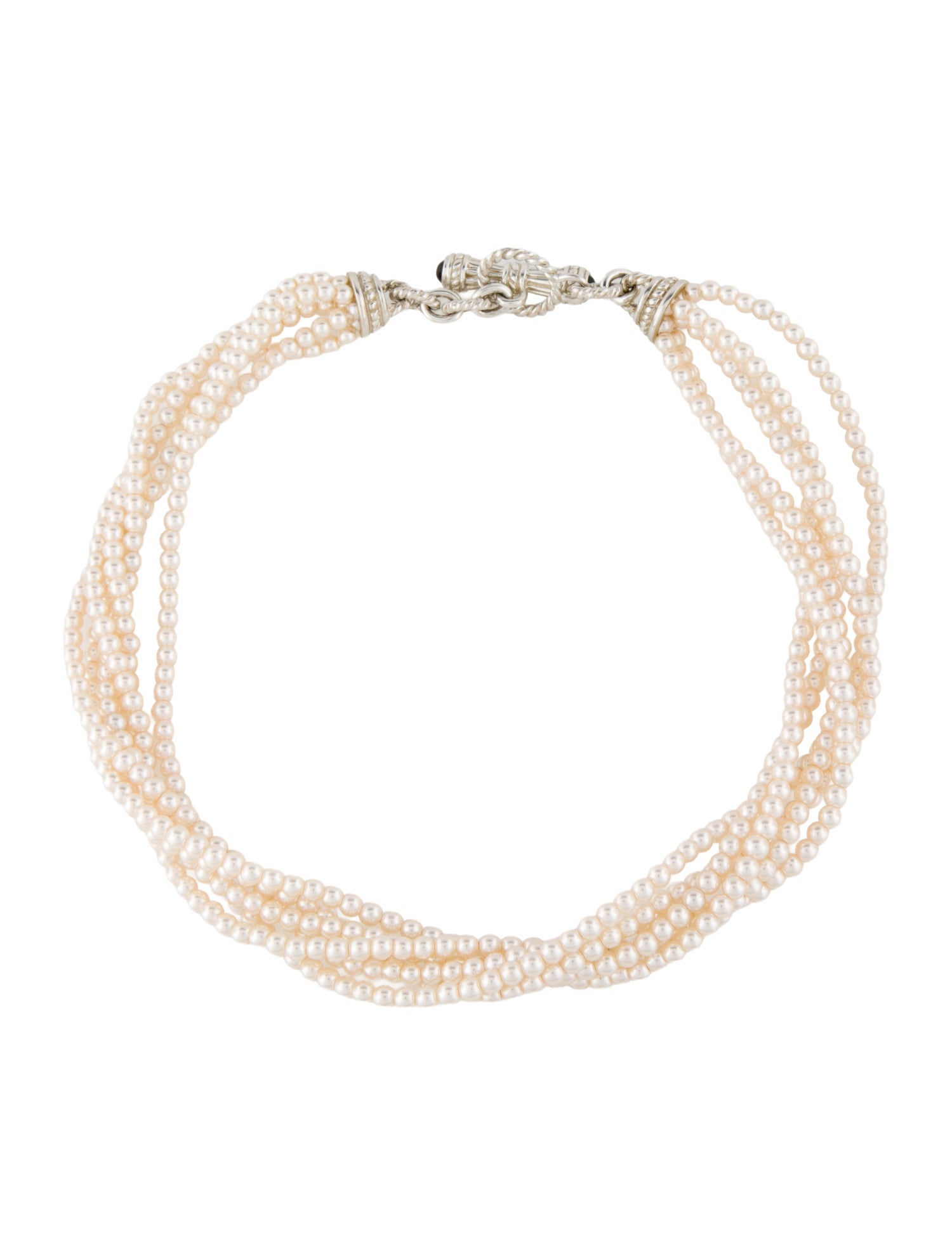 Judith Ripka Faux Pearl & Garnet Multistrand Necklace