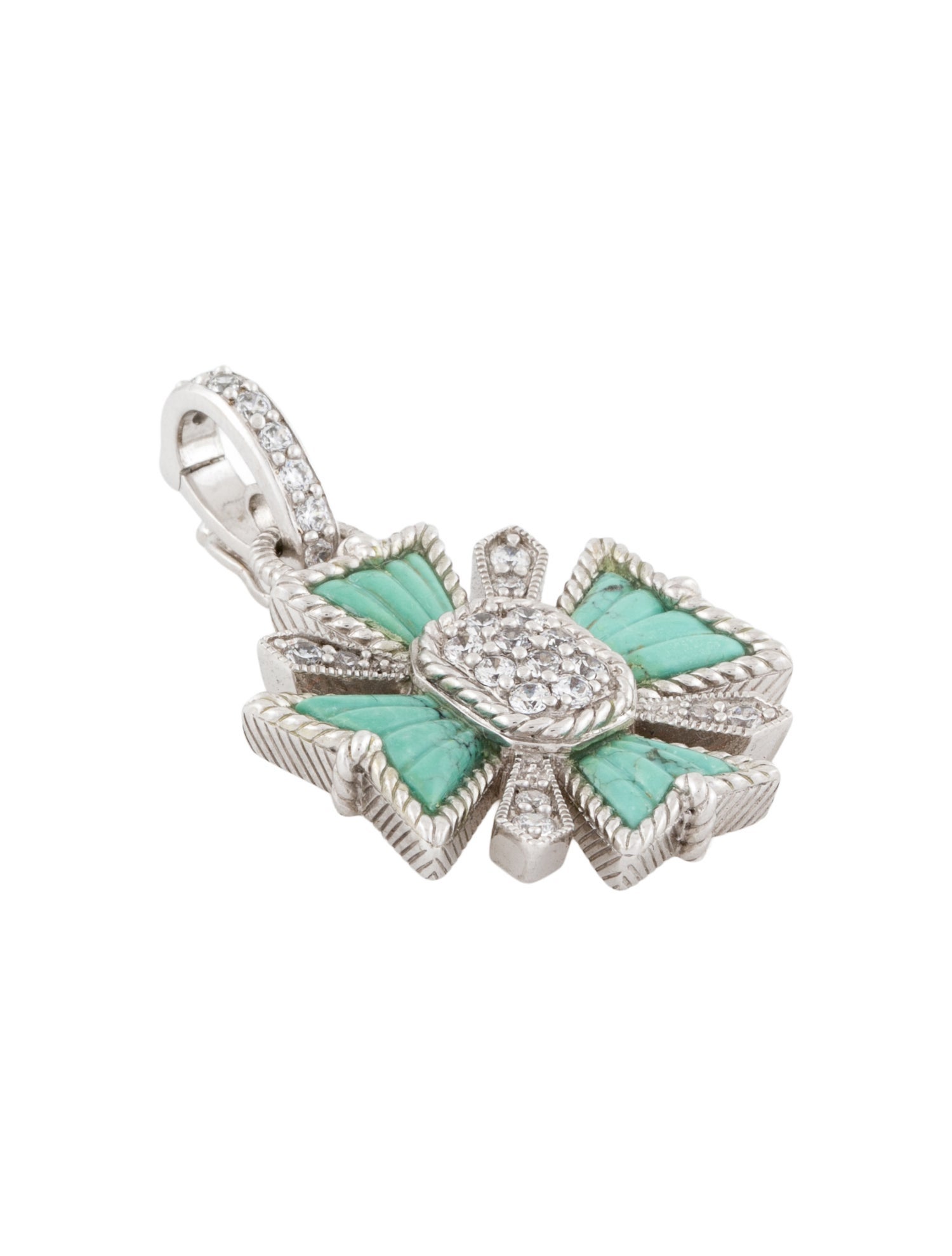Judith Ripka Turquoise & Cubic Zirconia Cross Pendant