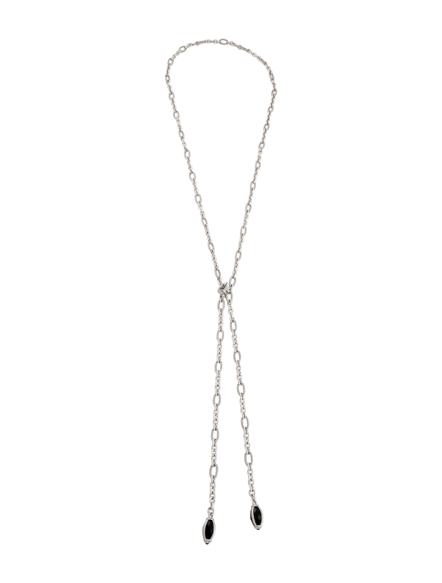 Judith Ripka Onyx & Ruby Lariat Chain Necklace