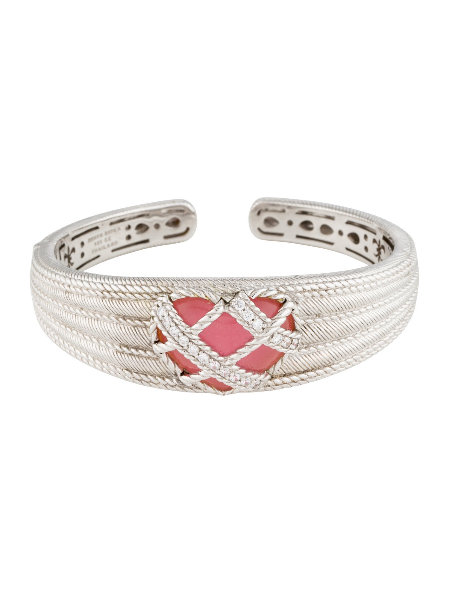 Judith Ripka Dyed Quartz & Cubic Zirconia Heart Cuff Bracelet