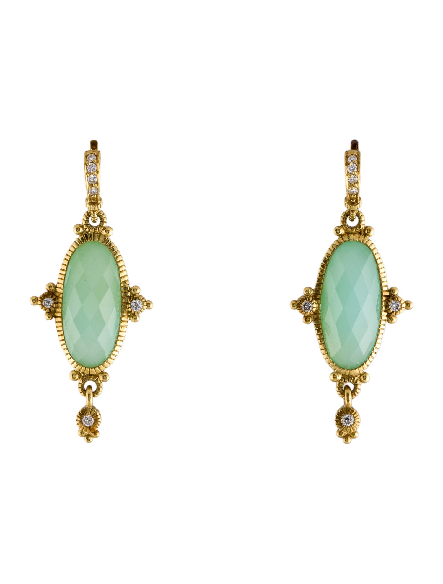 Judith Ripka 18K Chalcedony & Diamond Drop Earrings