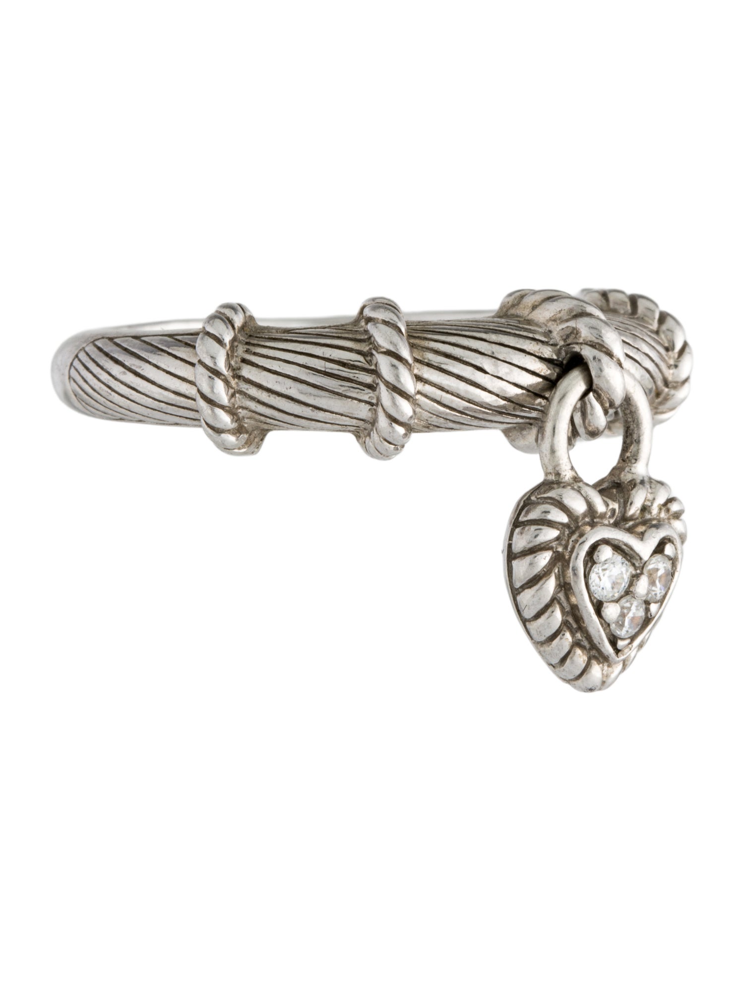 Judith Ripka Cubic Zirconia Heart Charm Ring