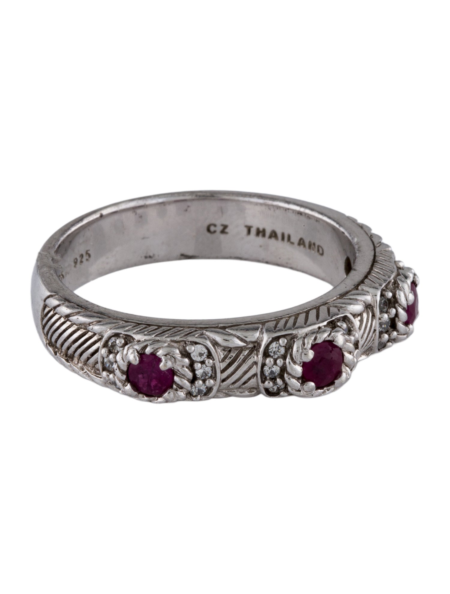 Judith Ripka Cubic Zirconia & Ruby Band Ring