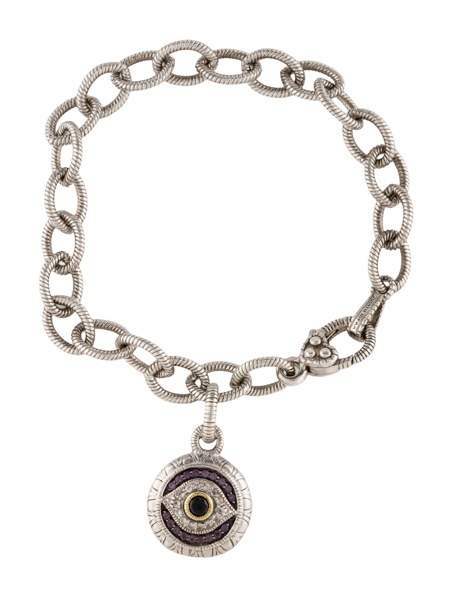 Judith Ripka Amethyst & Sapphire Evil Eye Charm Bracelet