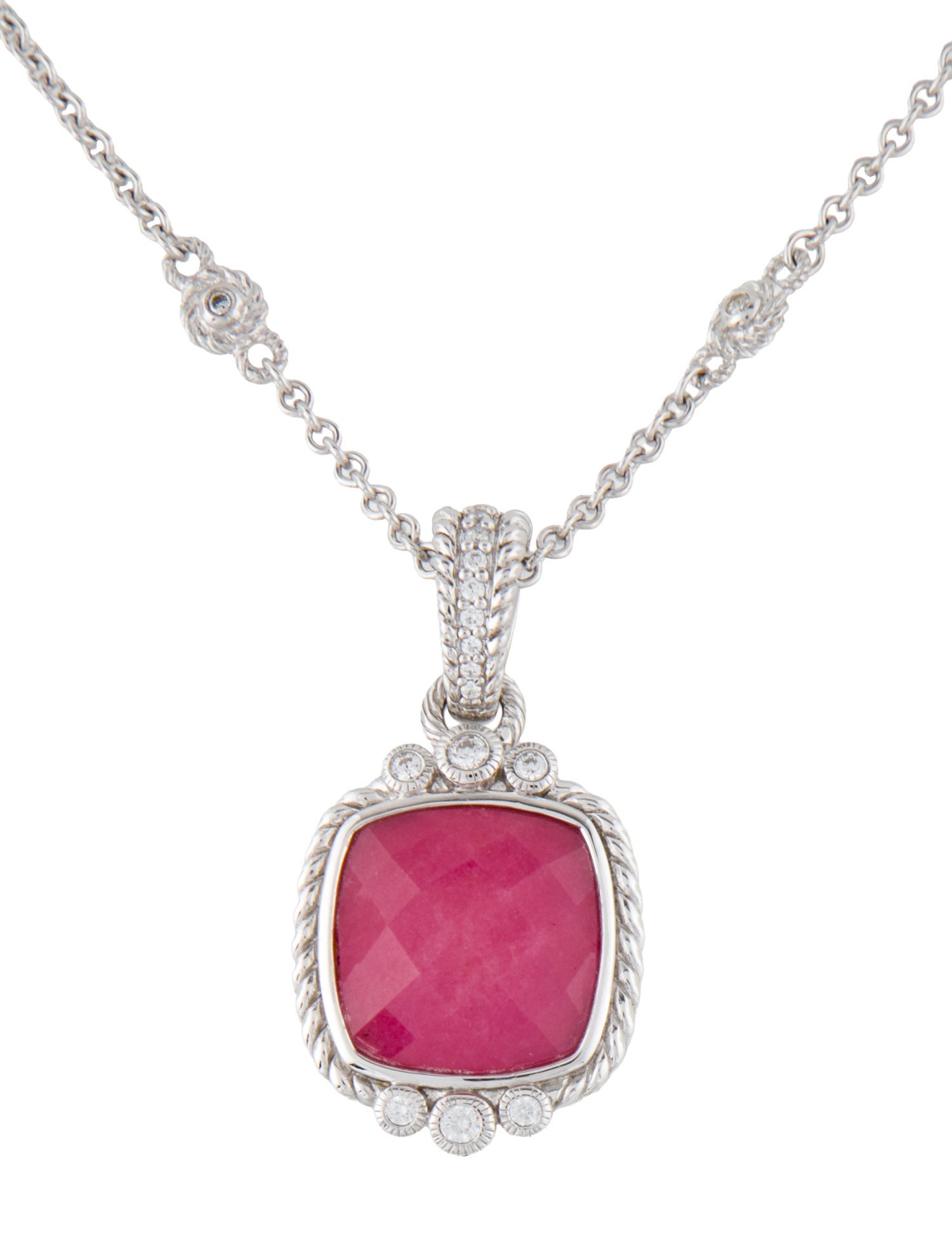 Judith Ripka Cubic Zirconia & Dyed Quartzite Station Pendant Necklace