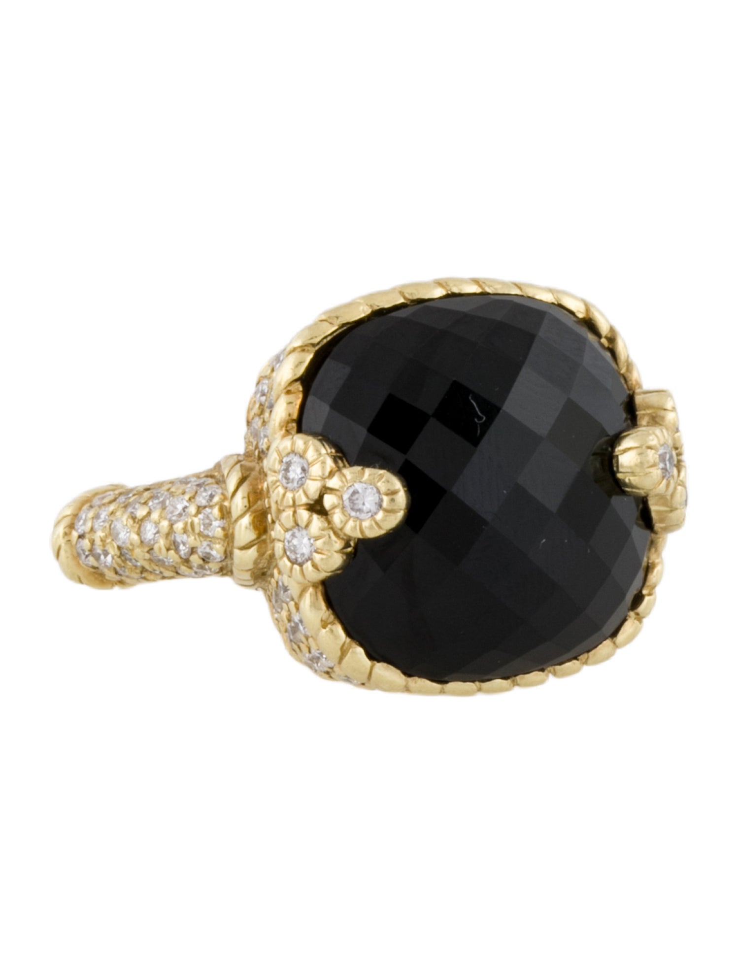 Judith Ripka 18K Onyx & Diamond Cocktail Ring
