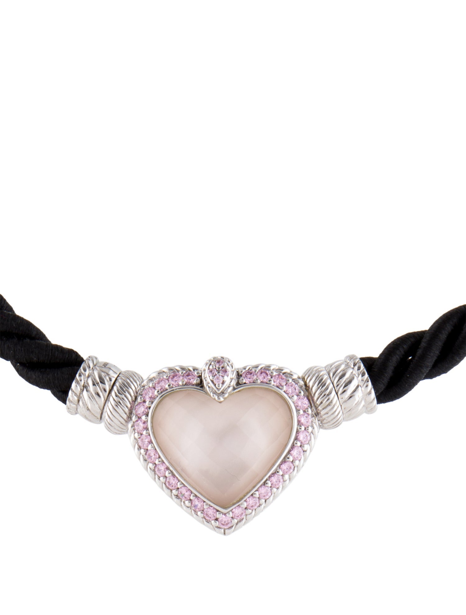 Judith Ripka Mother of Pearl, Quartz Doublet & Cubic Zirconia Heart Cord Necklace