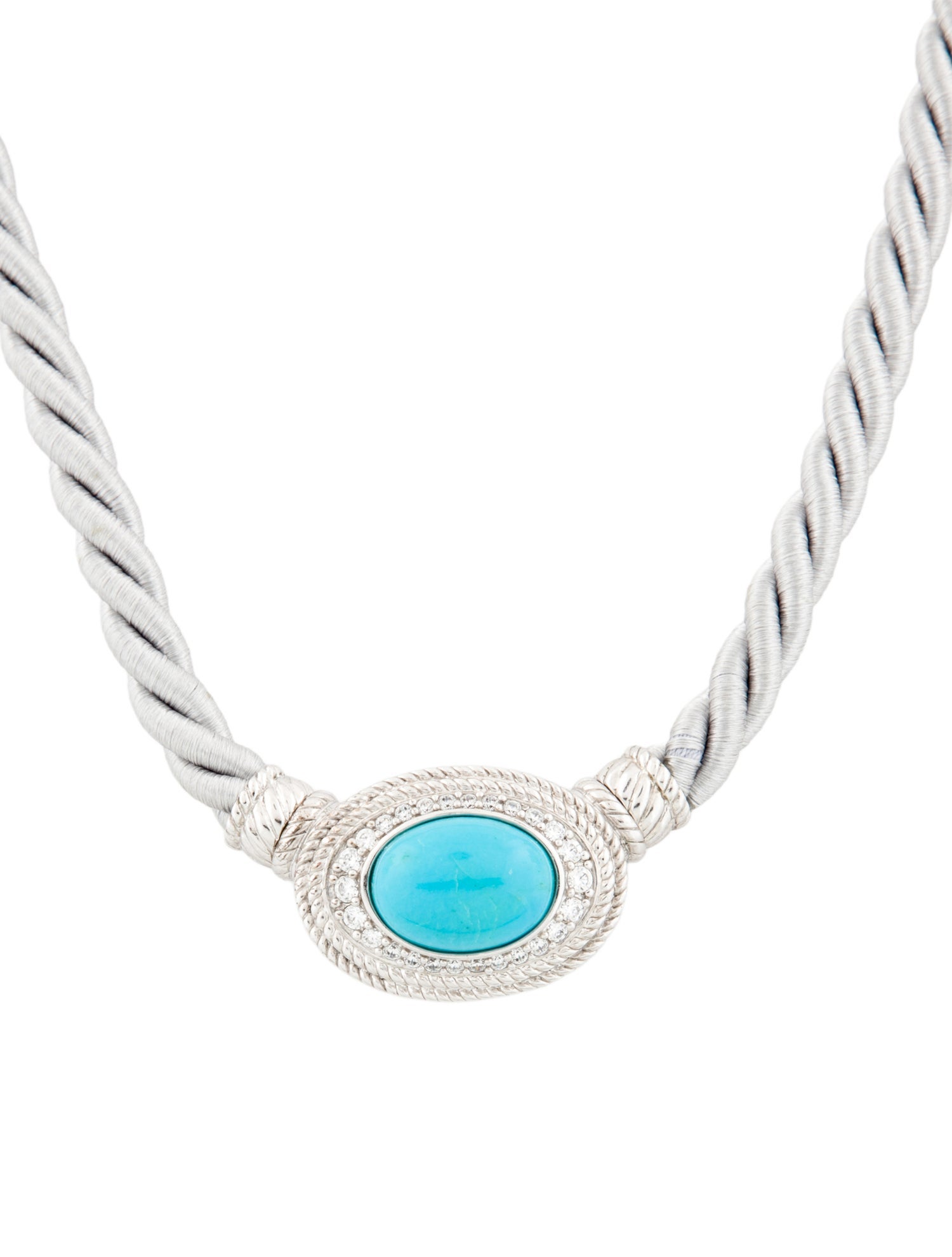 Judith Ripka Turquoise & Cubic Zirconia Cord Pendant Necklace