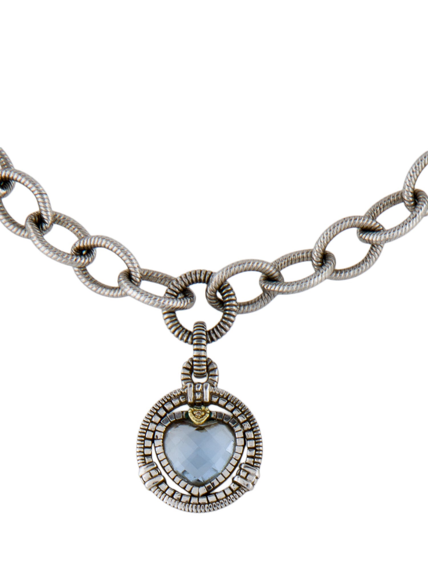 Judith Ripka Two-Tone Synthetic Quartz & Diamond Heart Pendant Necklace