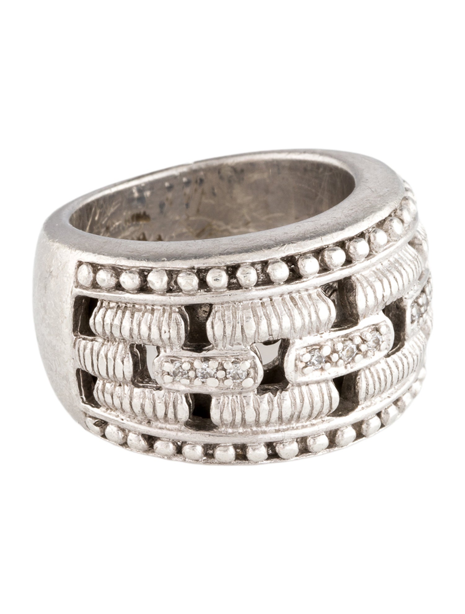 Judith Ripka Cubic Zirconia Textured Wide Band