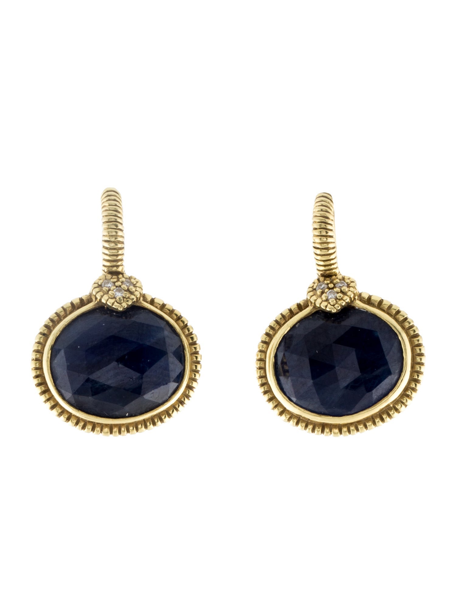 Judith Ripka 18K Diamond and Sapphire Drop Earrings