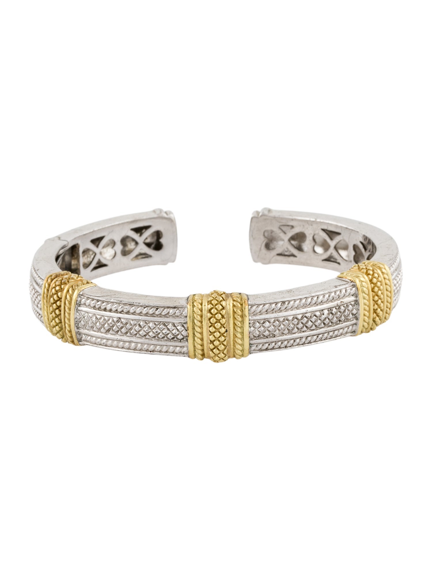 Judith Ripka Two-Tone Diamond Hinged Cuff Bracelet