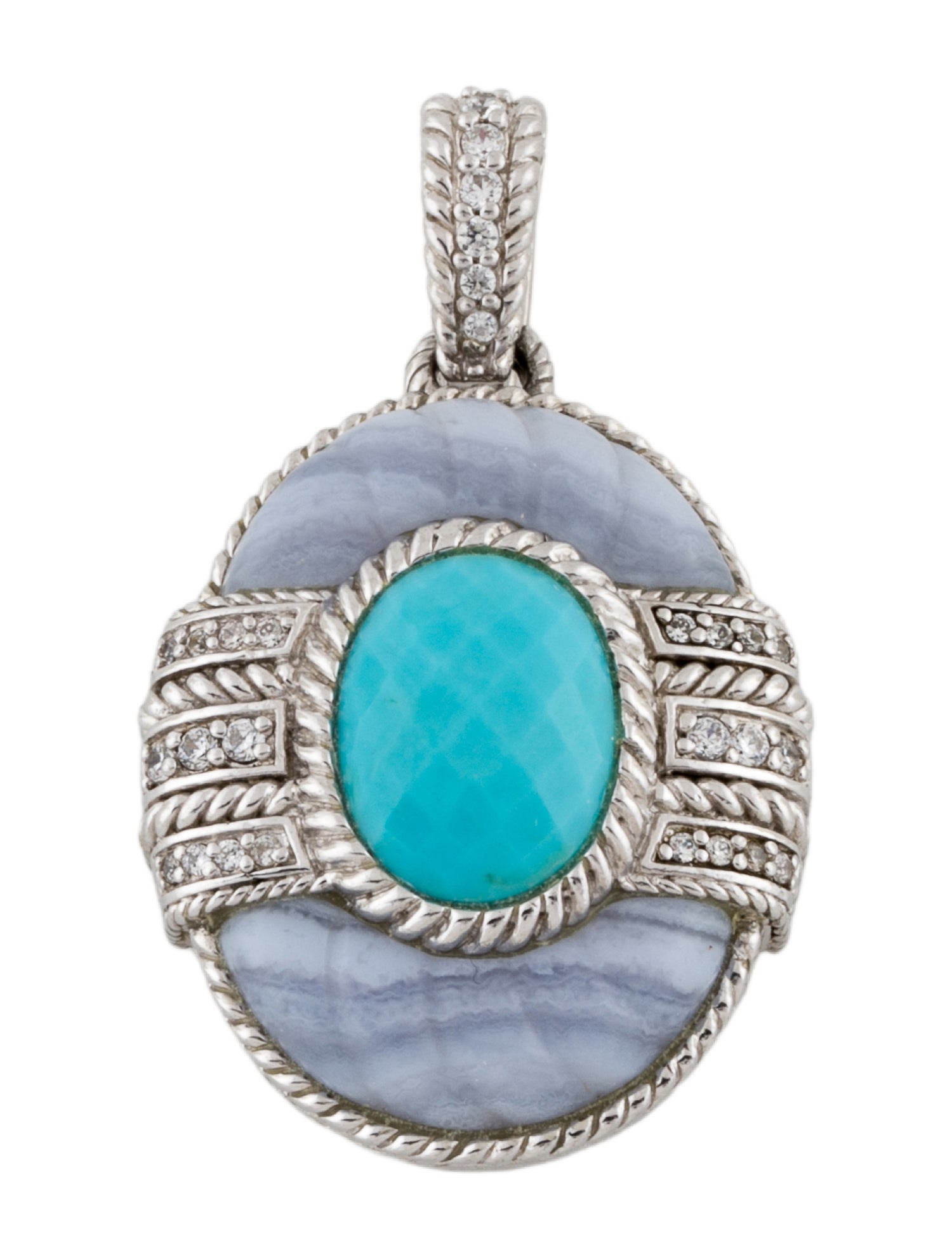 Judith Ripka Turquoise, Blue Lace Agate & Cubic Zirconia Pendant Enhancer