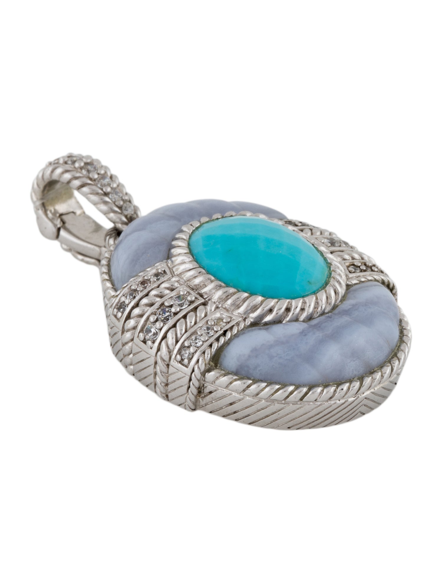 Judith Ripka Turquoise, Blue Lace Agate & Cubic Zirconia Pendant Enhancer