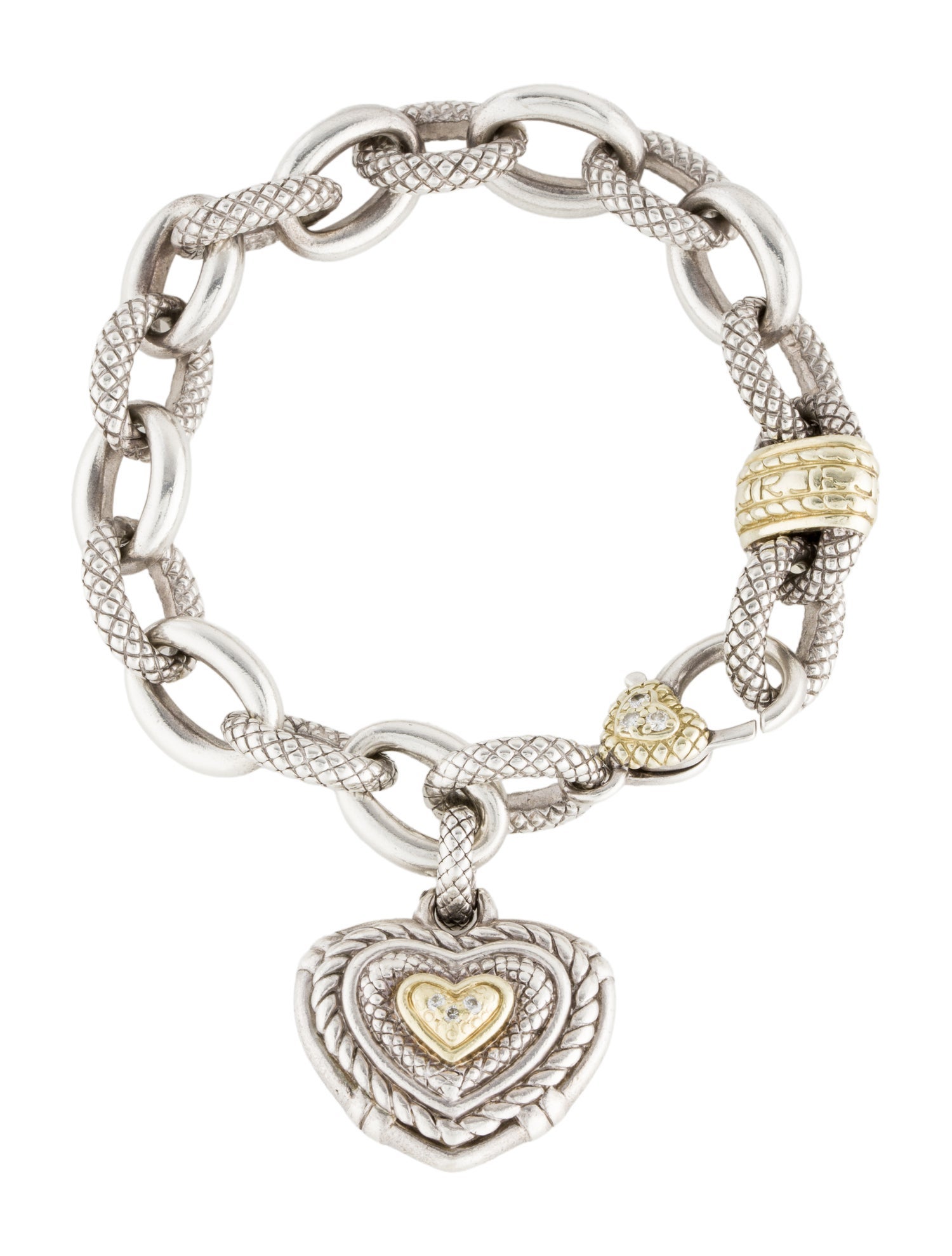 Judith Ripka Diamond Heart Charm Bracelet