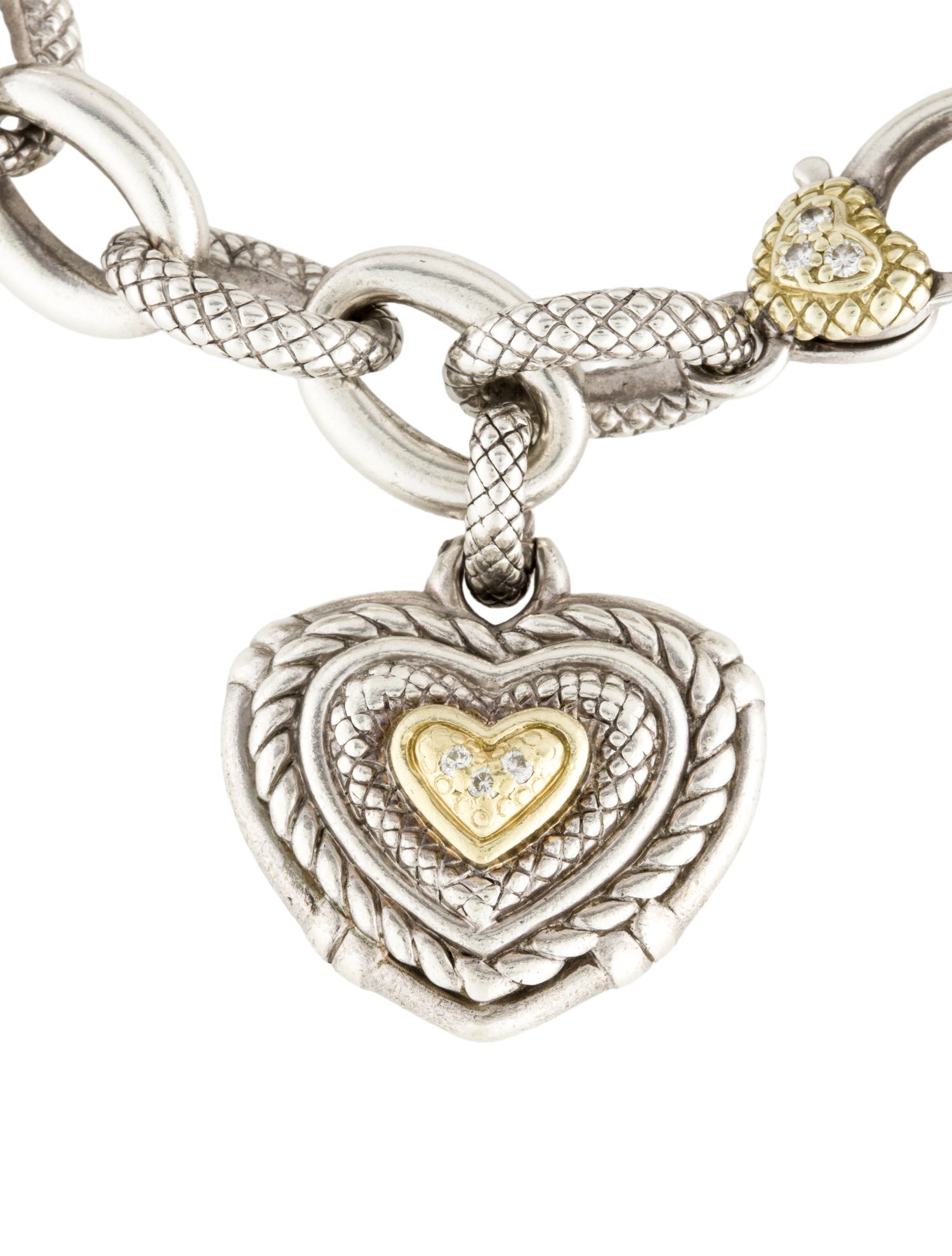 Judith Ripka Diamond Heart Charm Bracelet