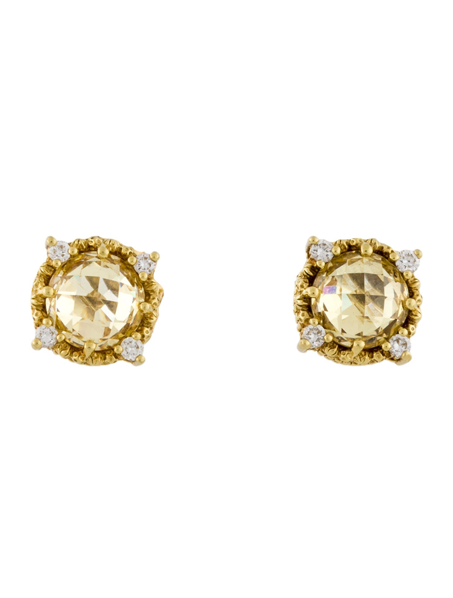 Judith Ripka 18K Cubic Zirconia & Diamond Stud Earrings