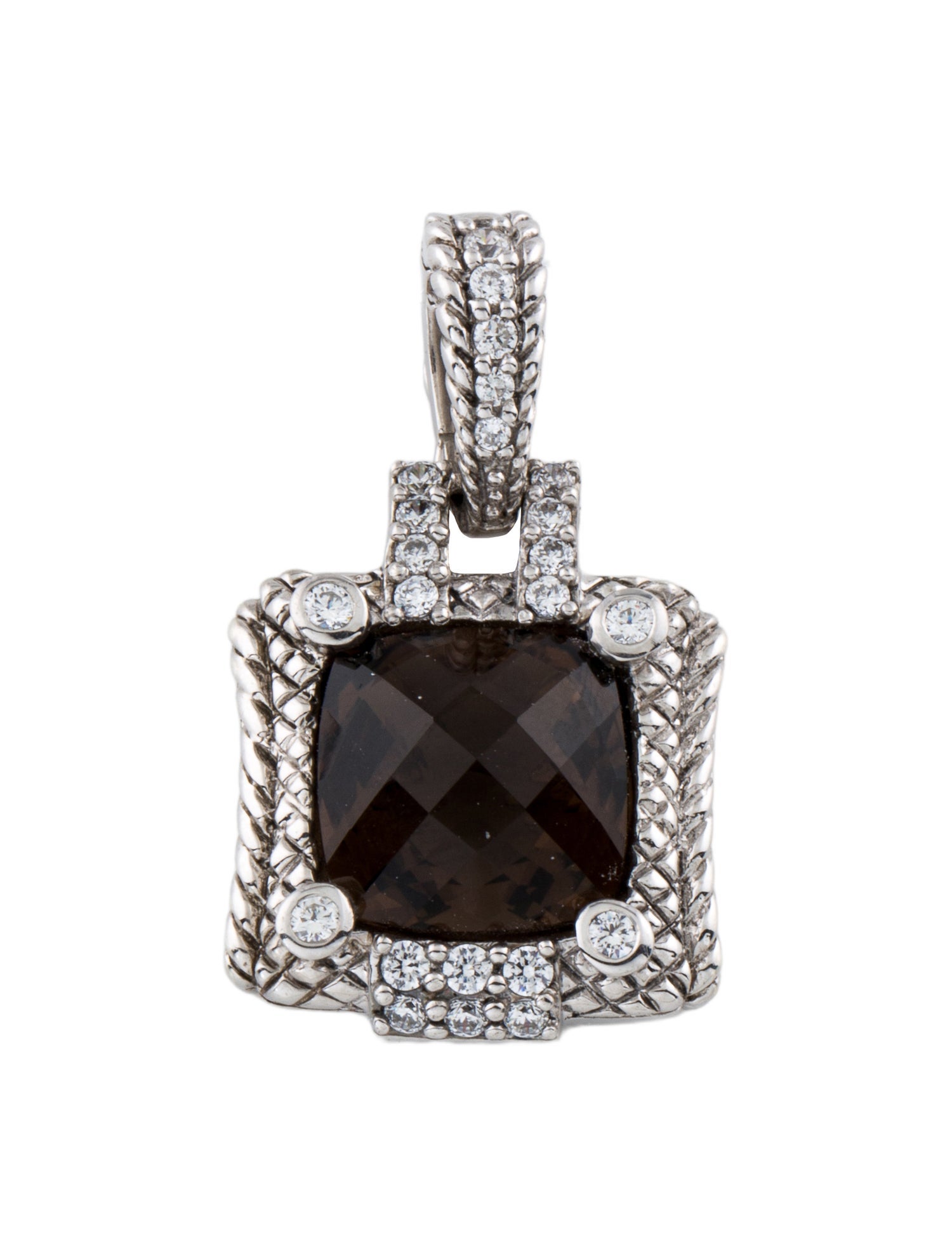Judith Ripka Cubic Zirconia & Smoky Quartz Enhancer Pendant