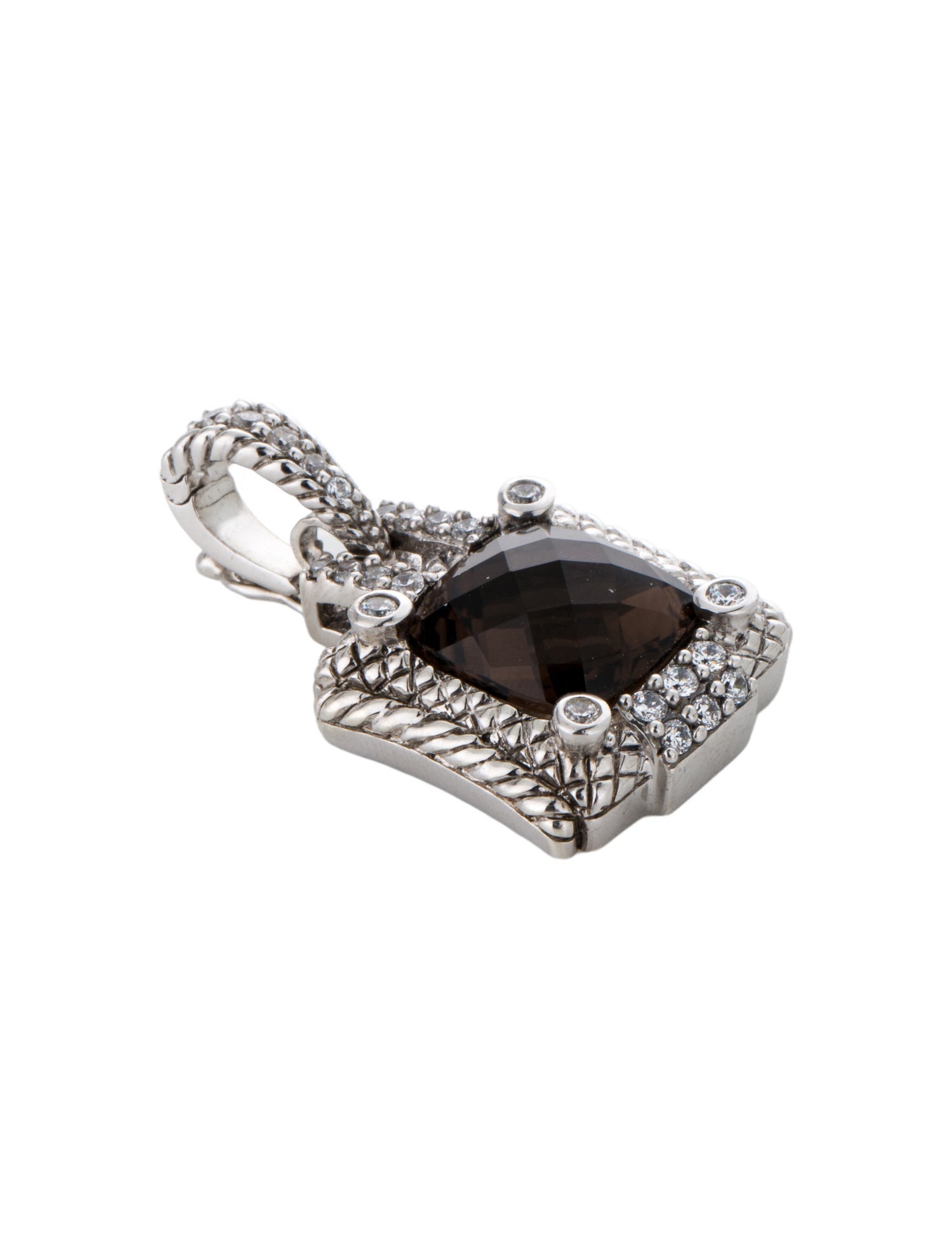 Judith Ripka Cubic Zirconia & Smoky Quartz Enhancer Pendant