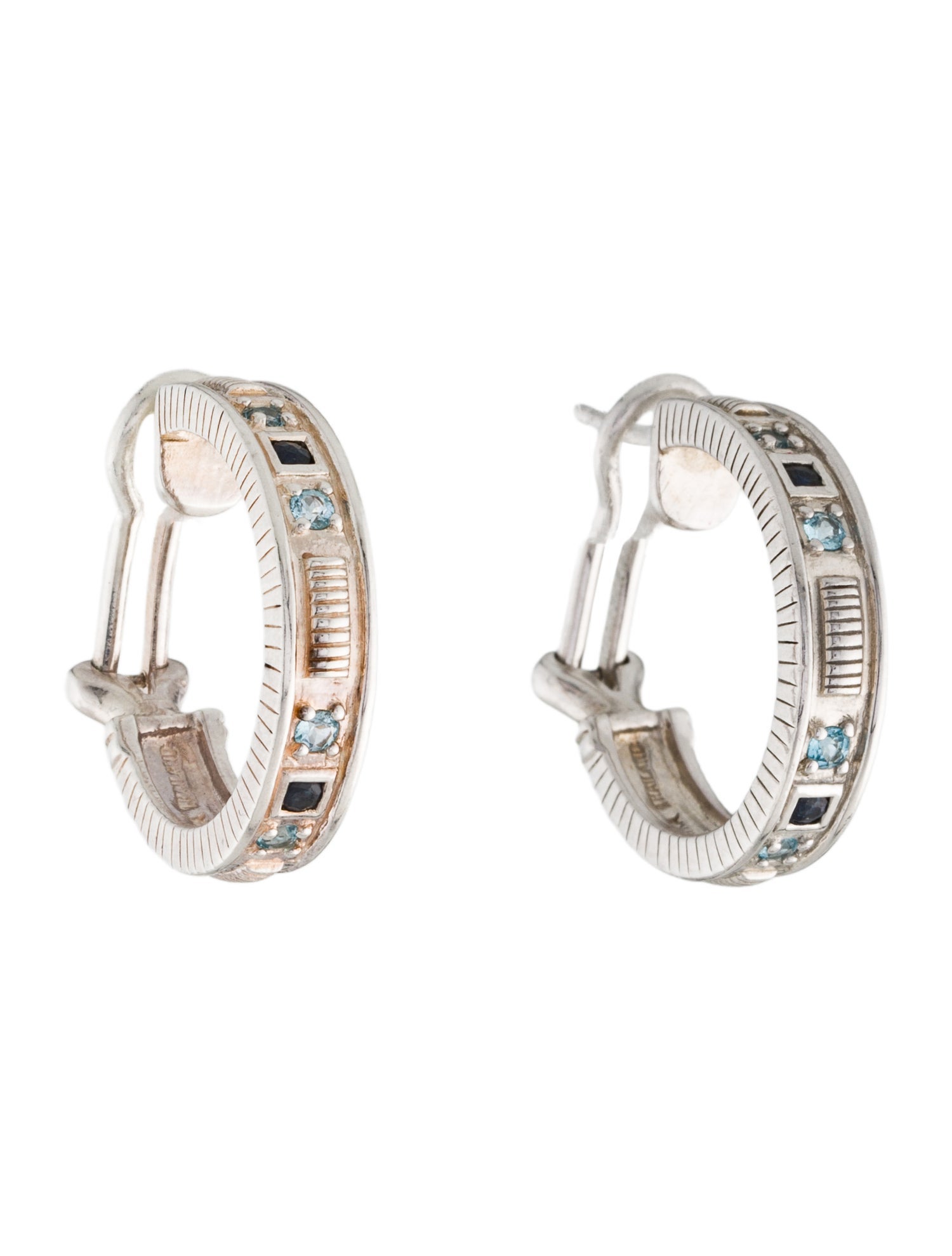 Judith Ripka Topaz & Sapphire Hoop Earrings