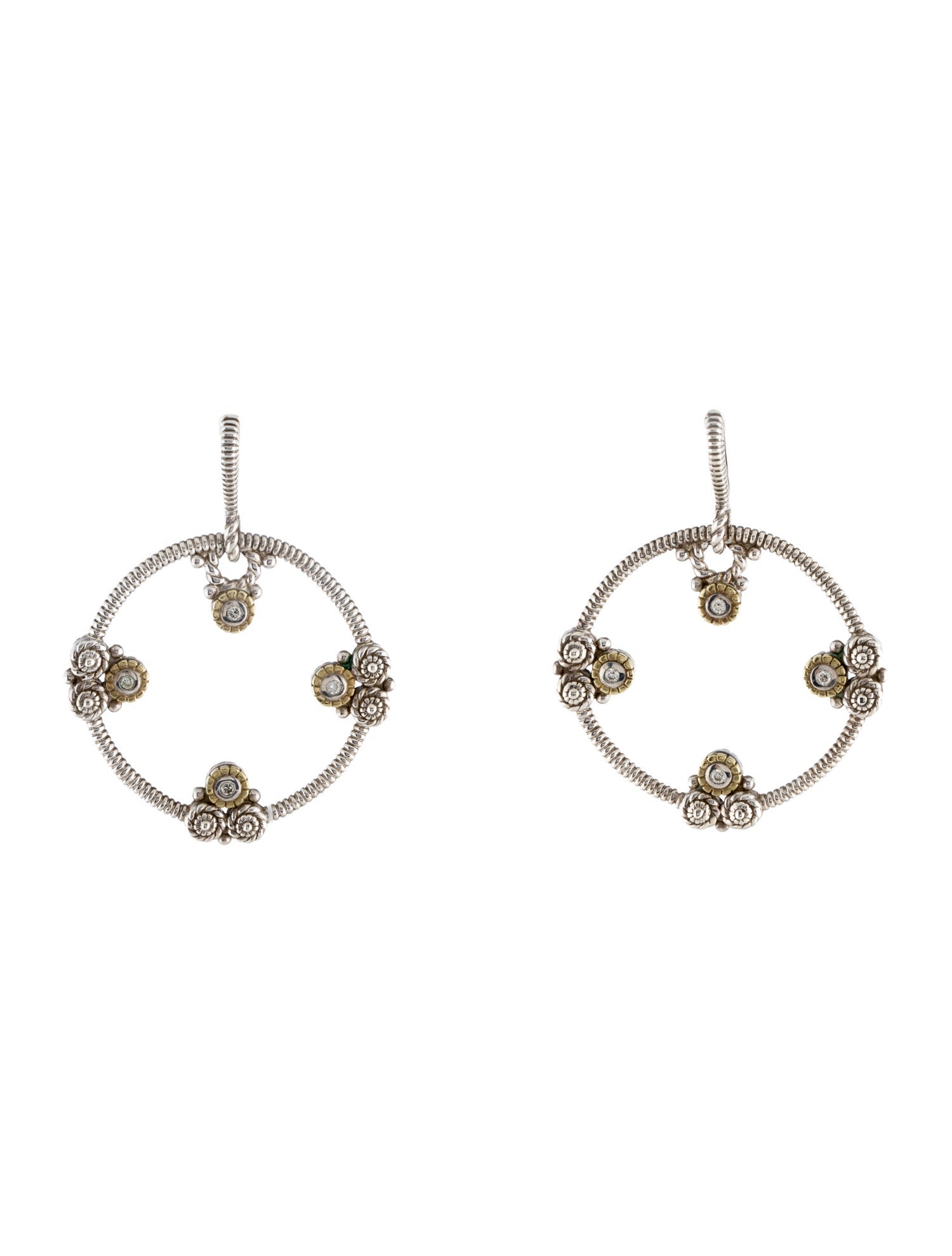 Judith Ripka Diamond Ornate Circle Drop Earrings
