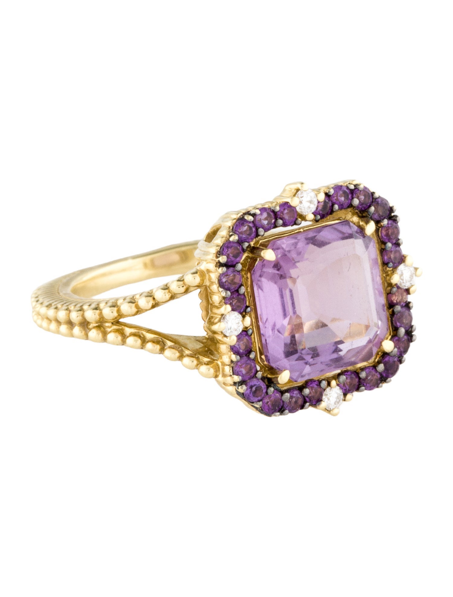 Judith Ripka 18K 2.78ct Amethyst & Diamond Lila Cocktail Ring