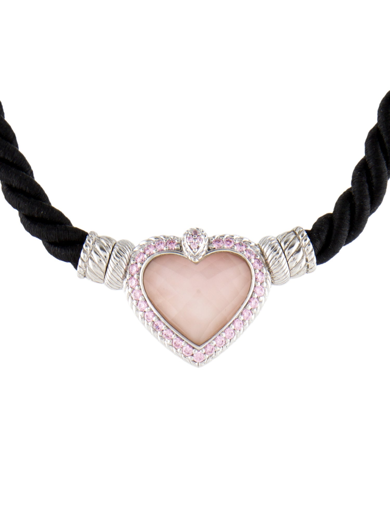 Judith Ripka Mother of Pearl, Quartz Doublet & Cubic Zirconia Heart Cord Necklace