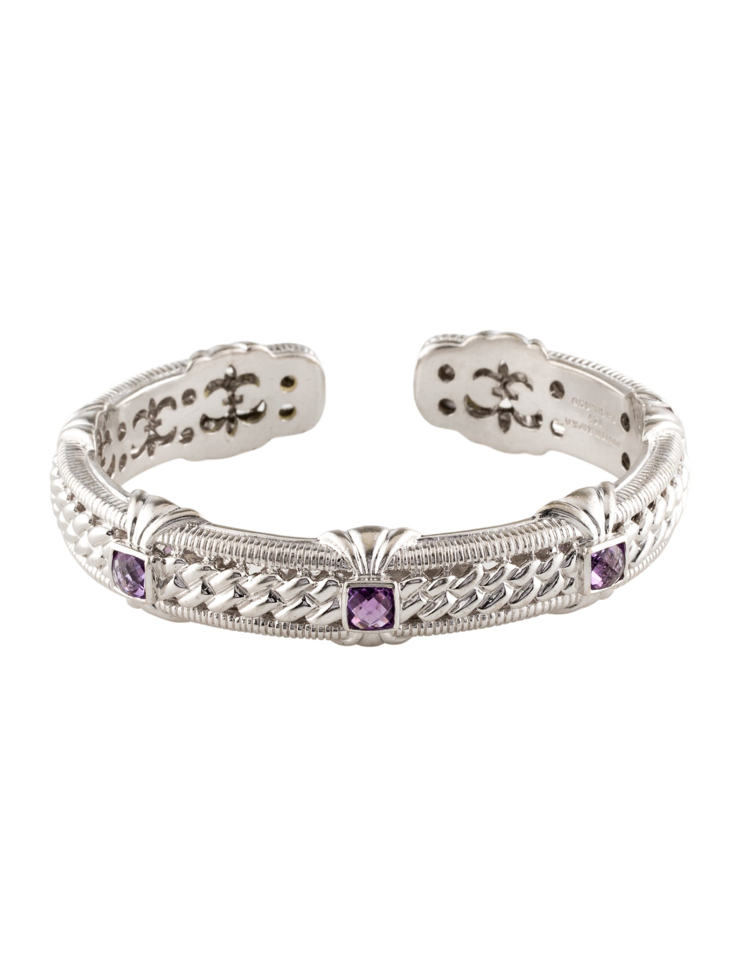 Judith Ripka Amethyst Hinged Bangle Bracelet