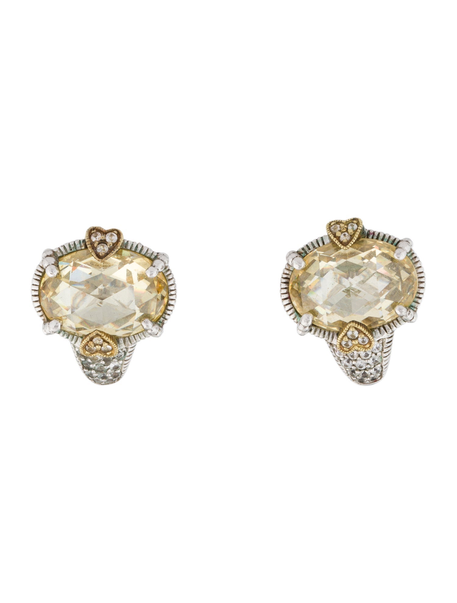 Judith Ripka Canary Crystal & Sapphire Earclip Earrings