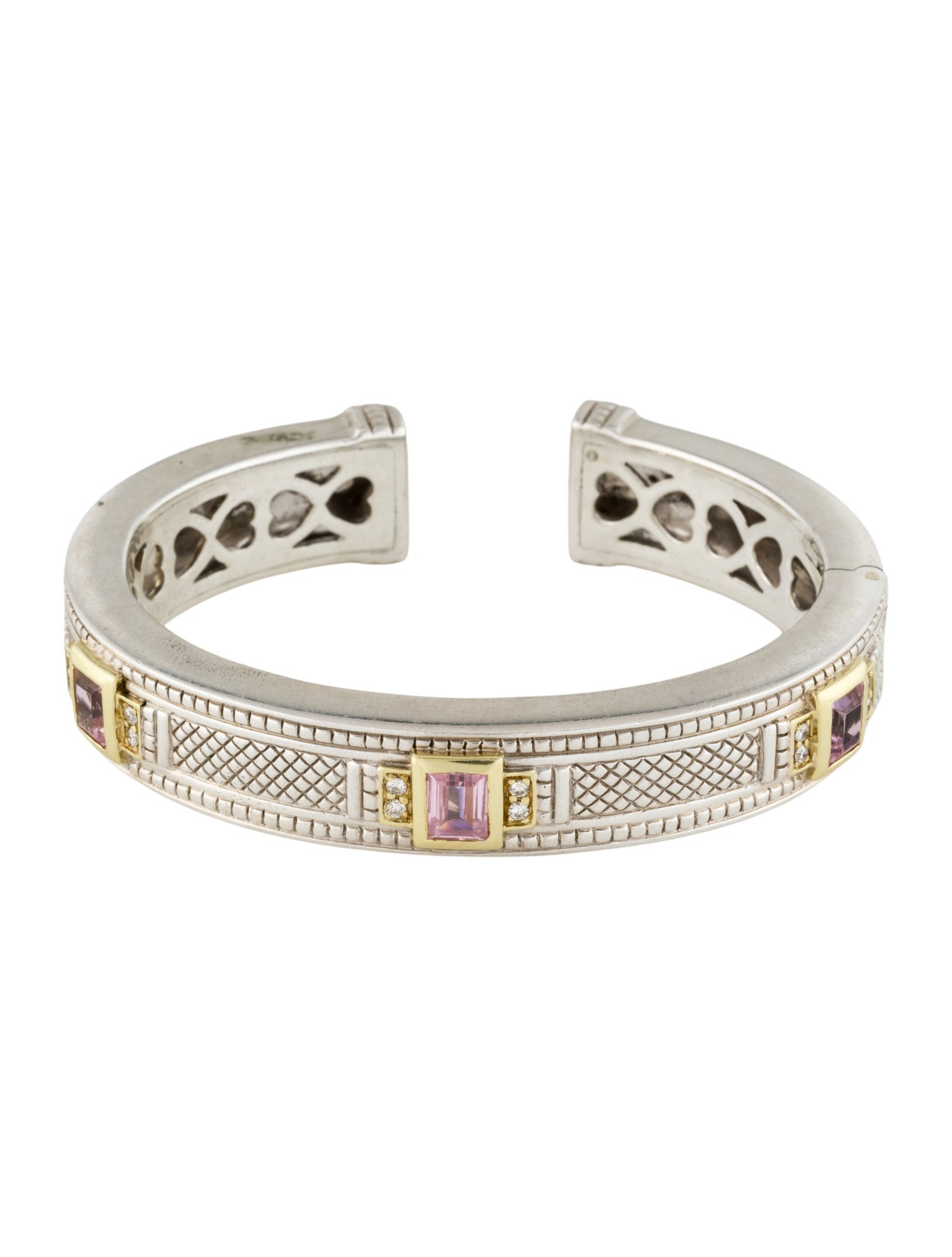 Judith Ripka Crystal & Diamond Hinged Cuff Bracelet