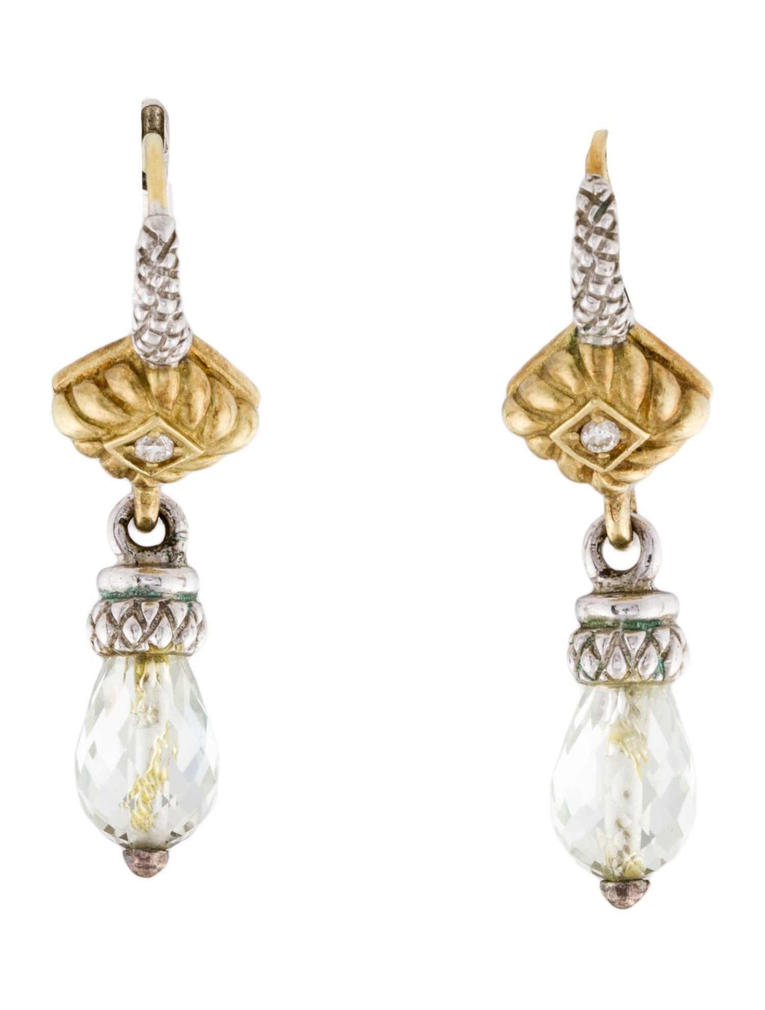 Judith Ripka Quartz & Diamond Drop Earrings