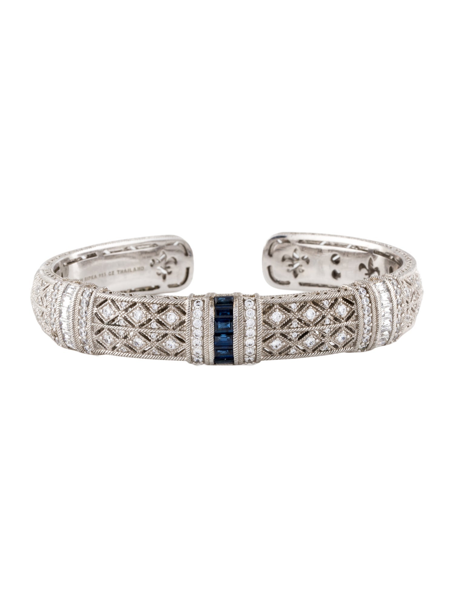Judith Ripka Cubic Zirconia & Sapphire Cuff Bracelet