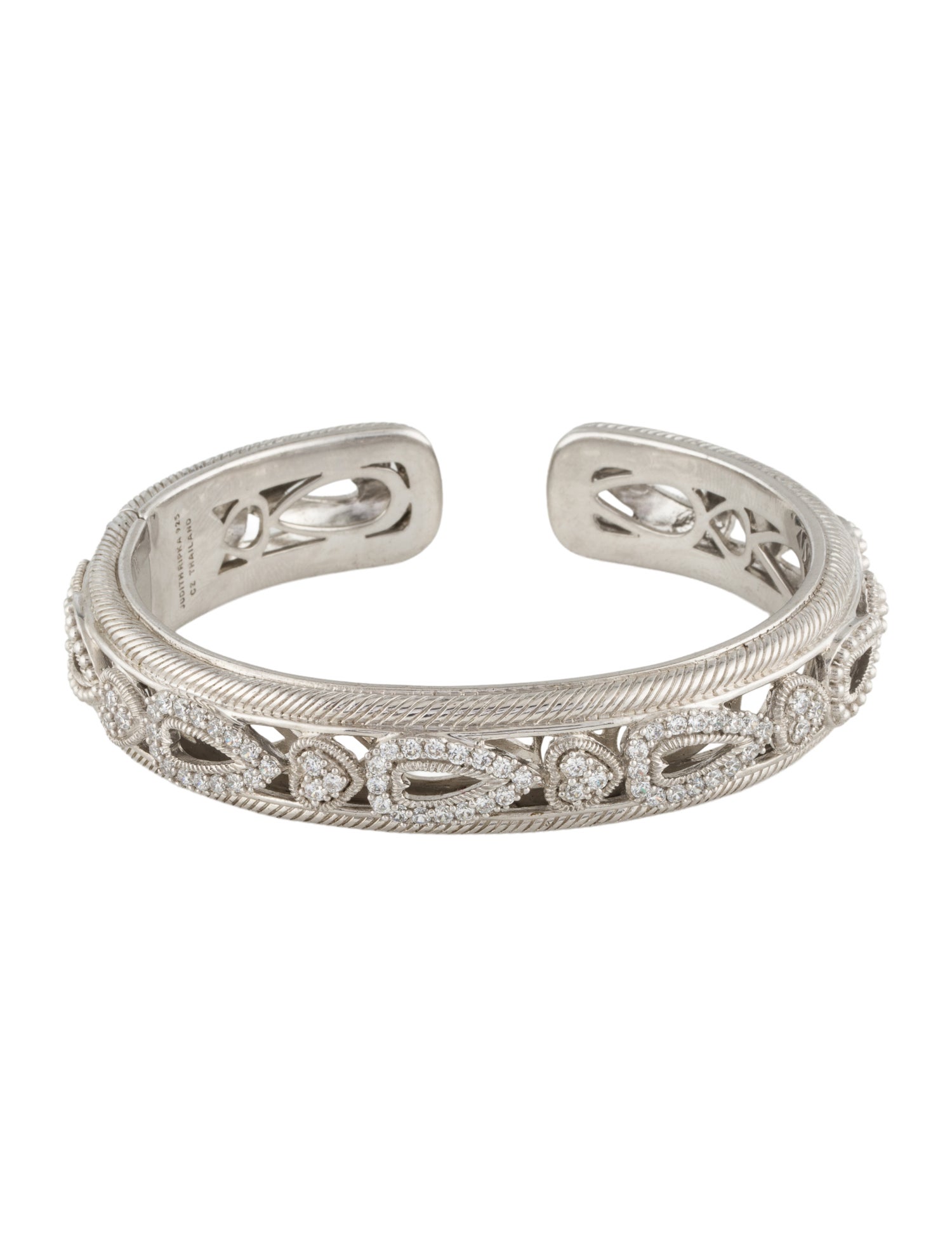 Judith Ripka Cubic Zirconia Heart Hinged Cuff Bracelet