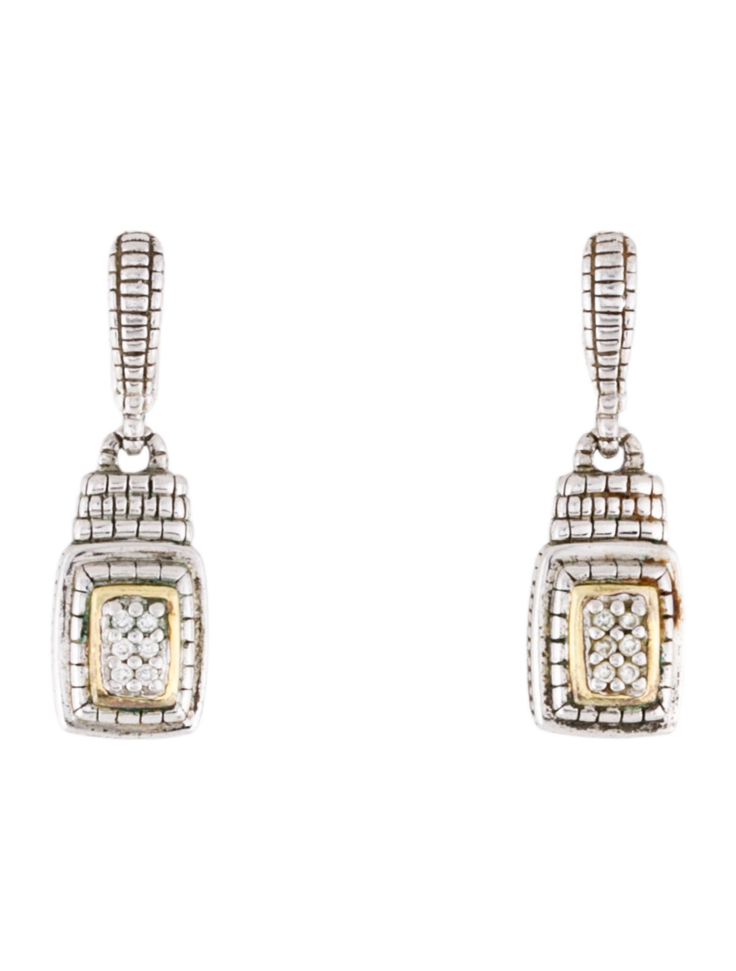 Judith Ripka Two-Tone Diamond Drop Earrings