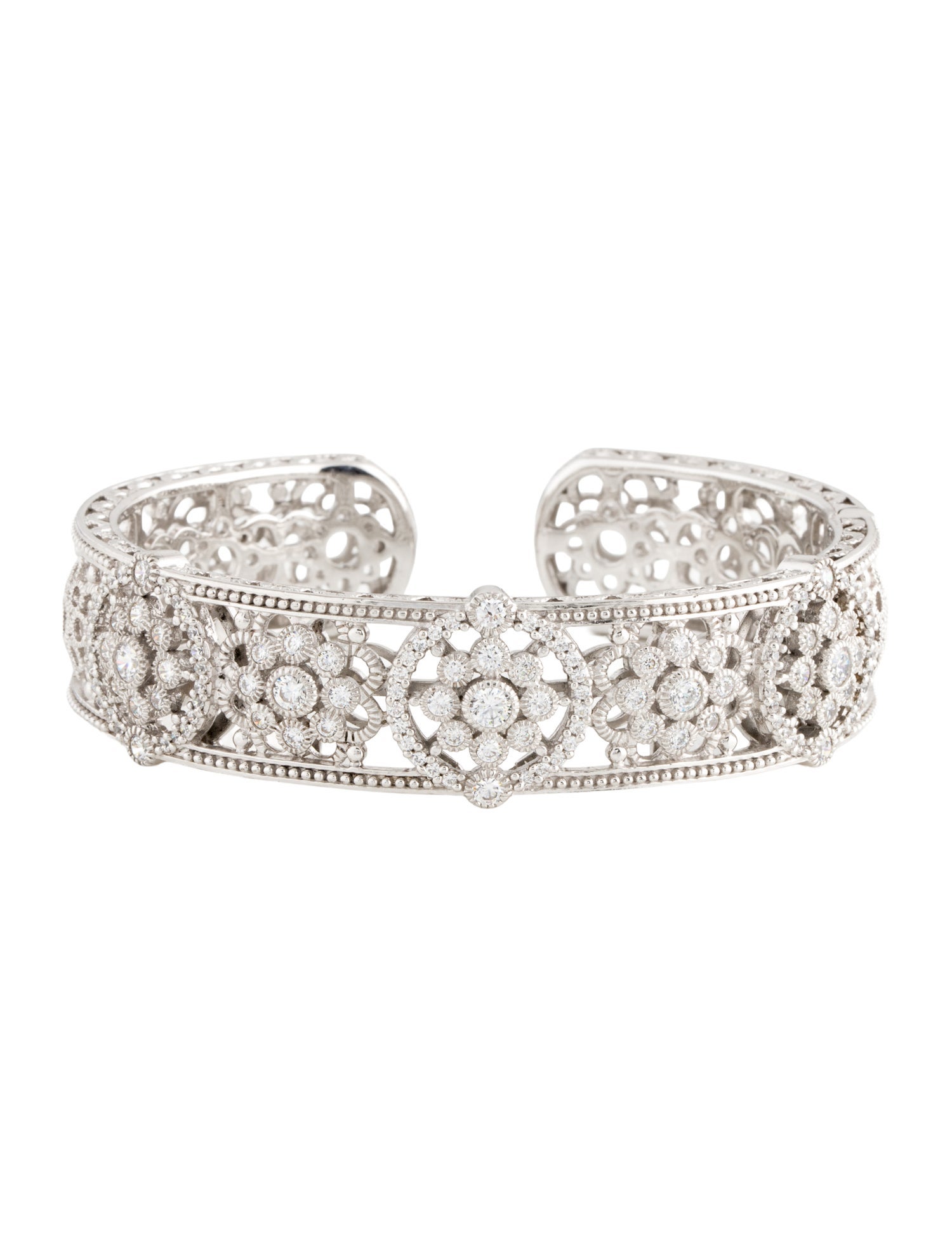 Judith Ripka Cubic Zirconia Floral Garland HInged Cuff