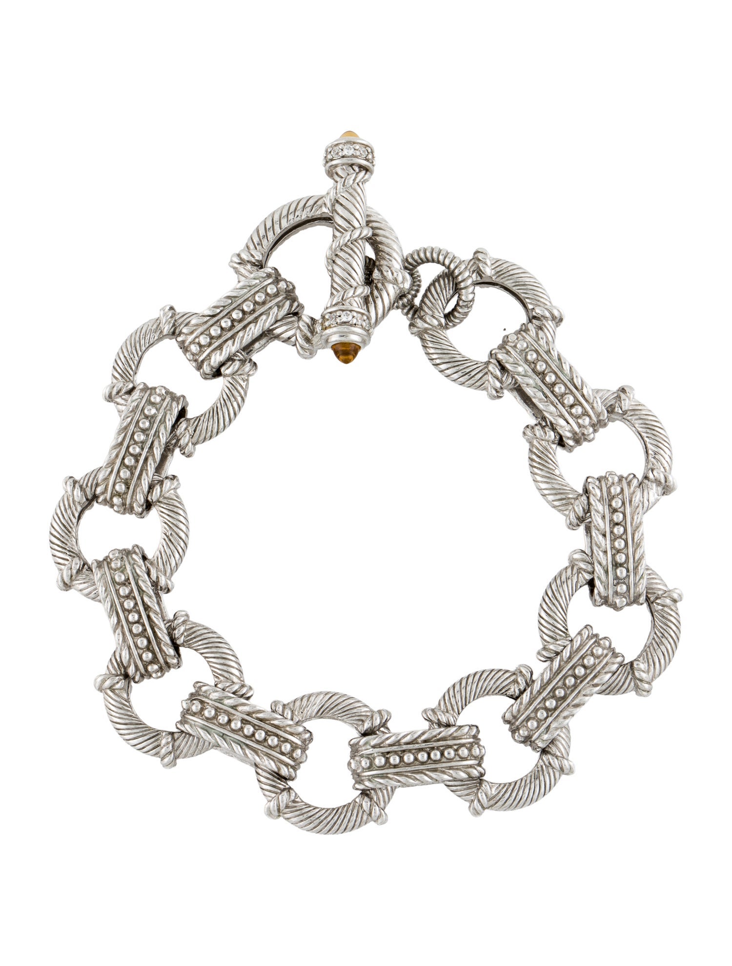 Judith Ripka Cubic Zirconia & Citrine Link Toggle Bracelet