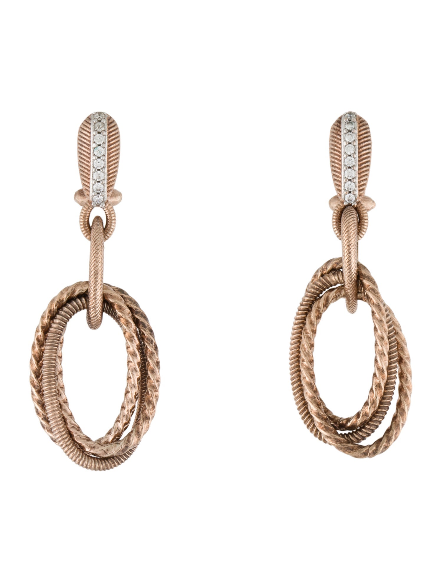 Judith Ripka Cubic Zirconia Multi Oval Ring Drop Earrings