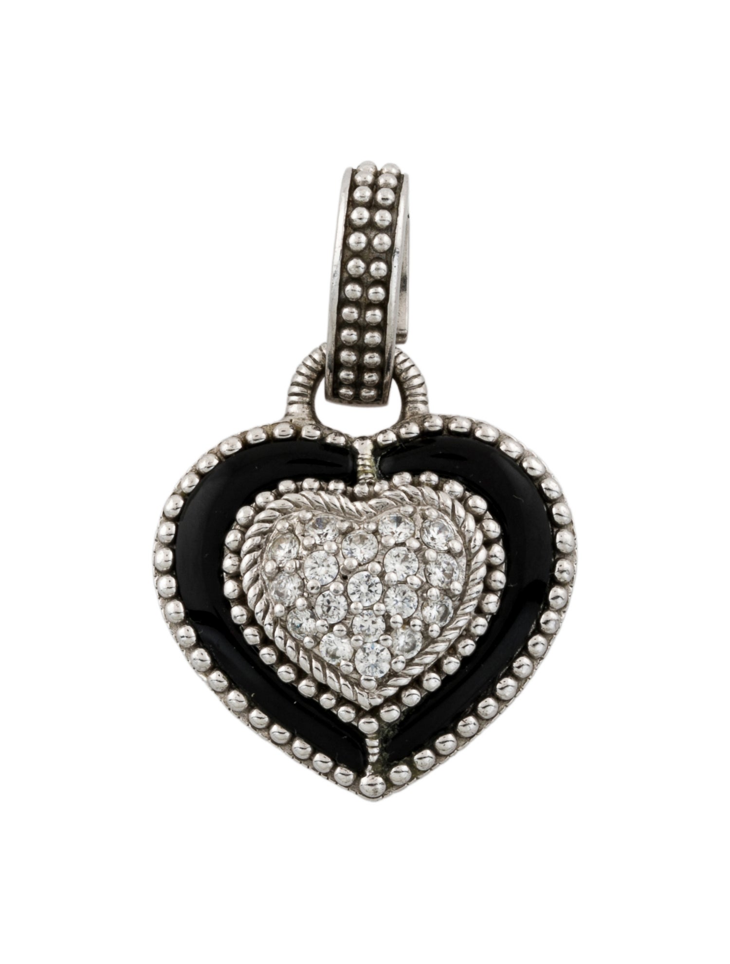 Judith Ripka Onyx & Cubic Zirconia Heart Pendant Enhancer