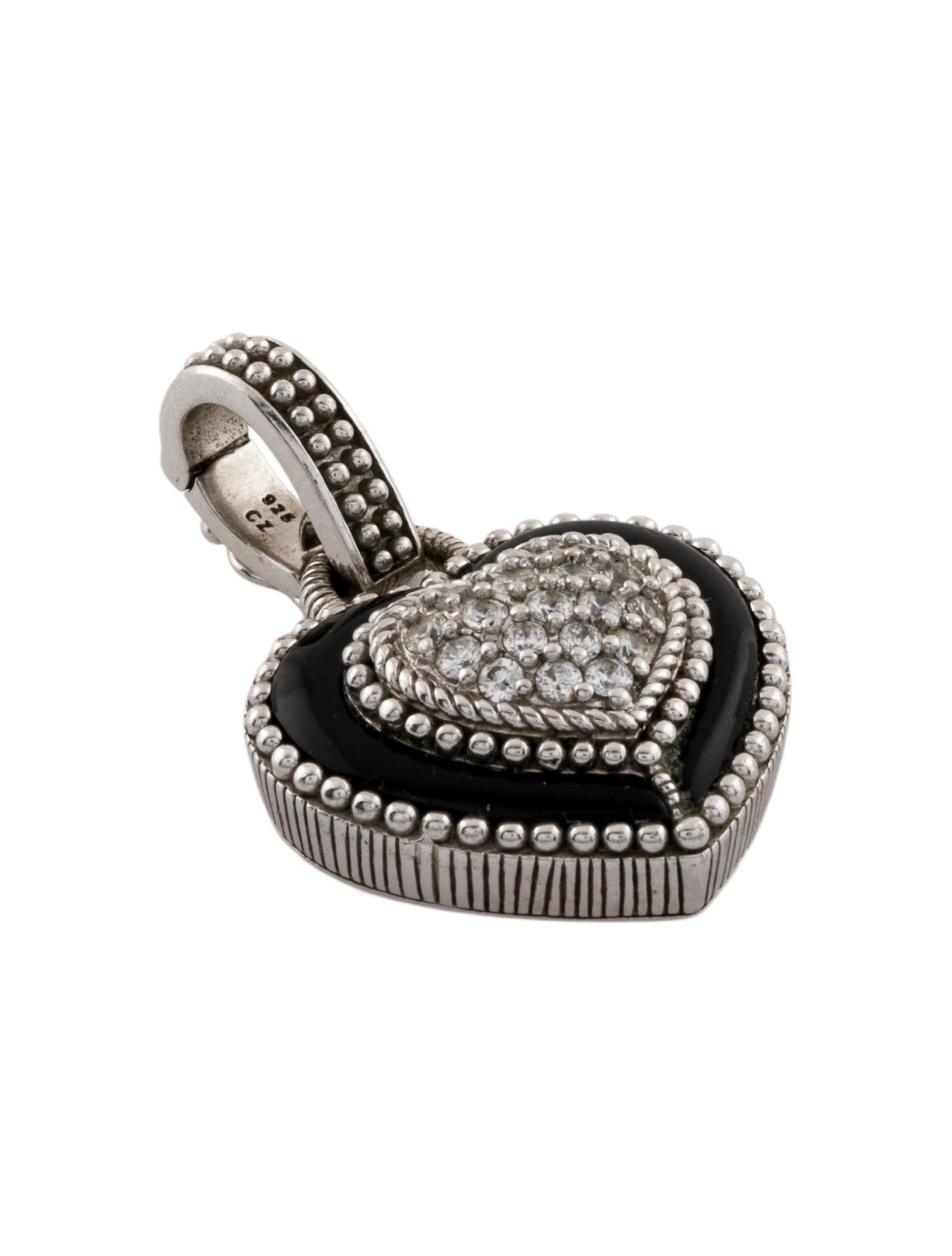 Judith Ripka Onyx & Cubic Zirconia Heart Pendant Enhancer