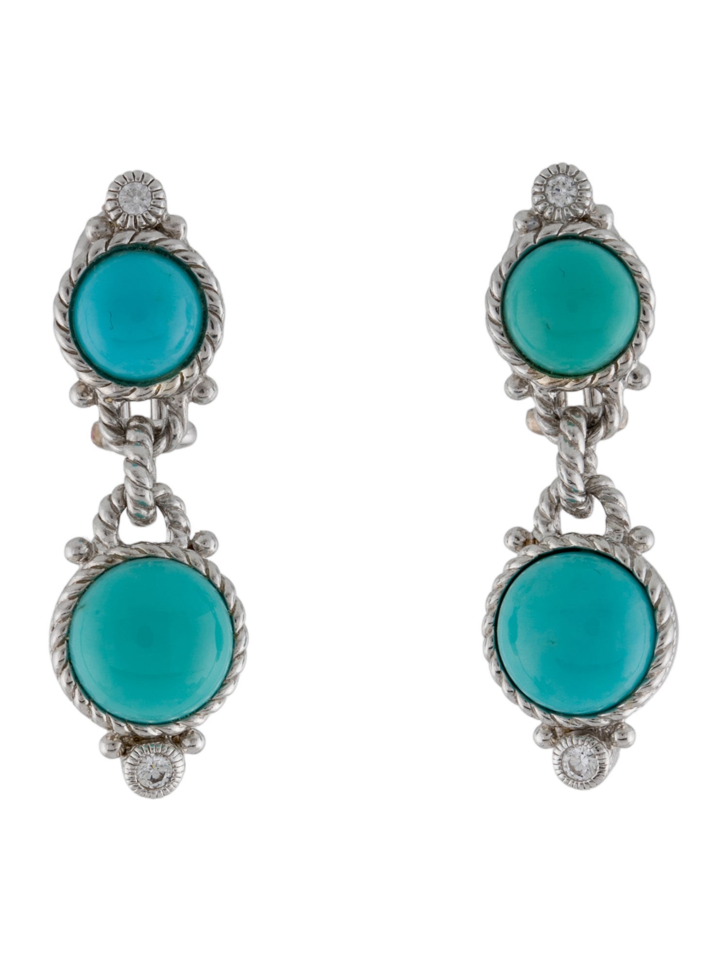 Judith Ripka Turquoise & Cubic Zirconia Drop Earrings