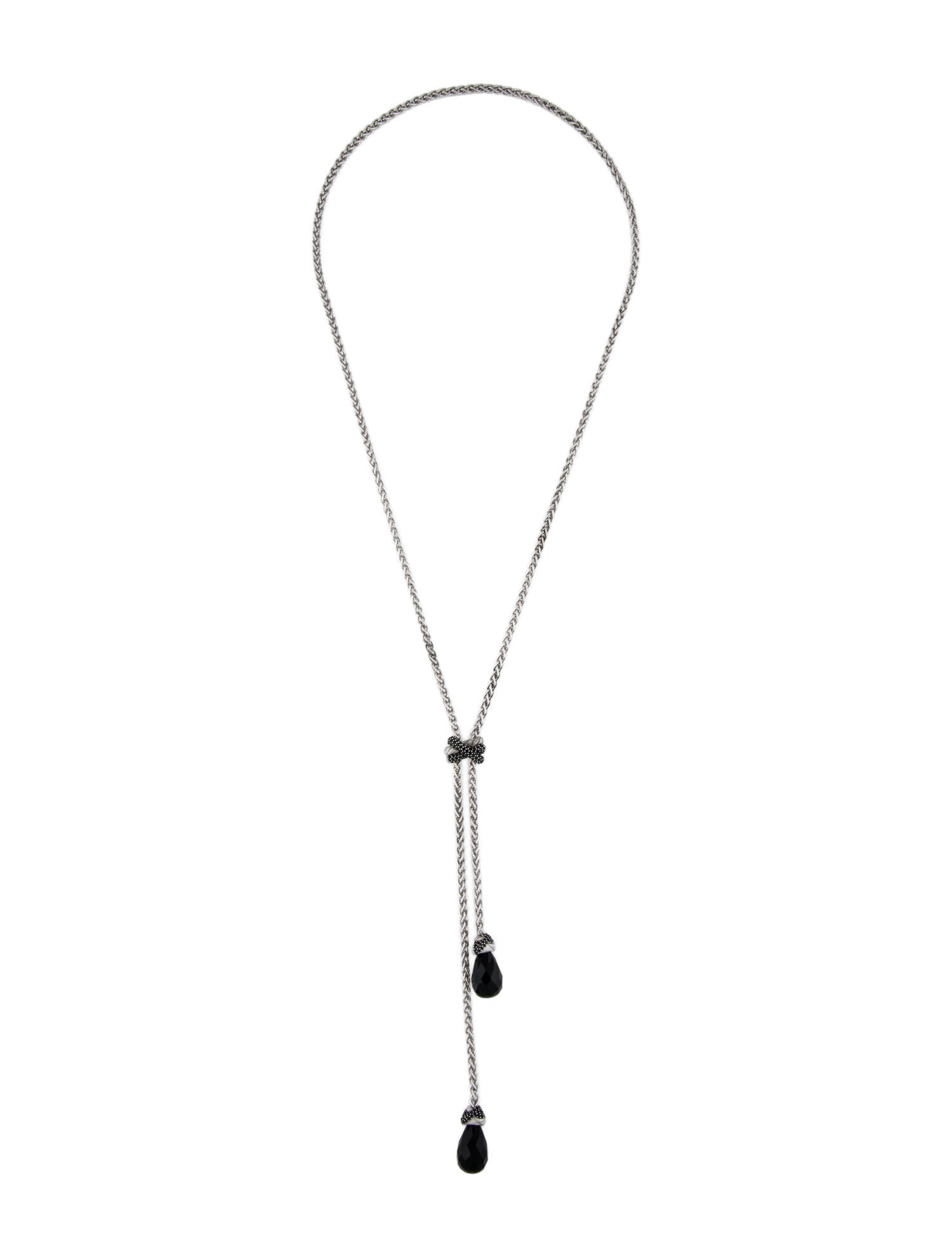 Judith Ripka Onyx & Spinel Lariat Chain Necklace